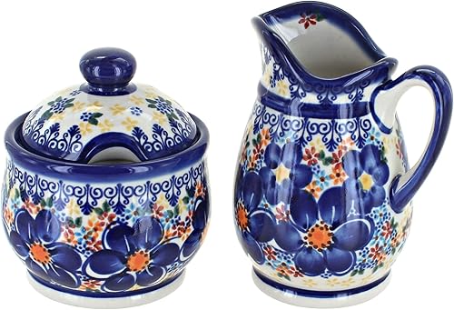Miniatura 9 de Blue Rose Polish Pottery Daisy Surprise - Set de crema y azúcar