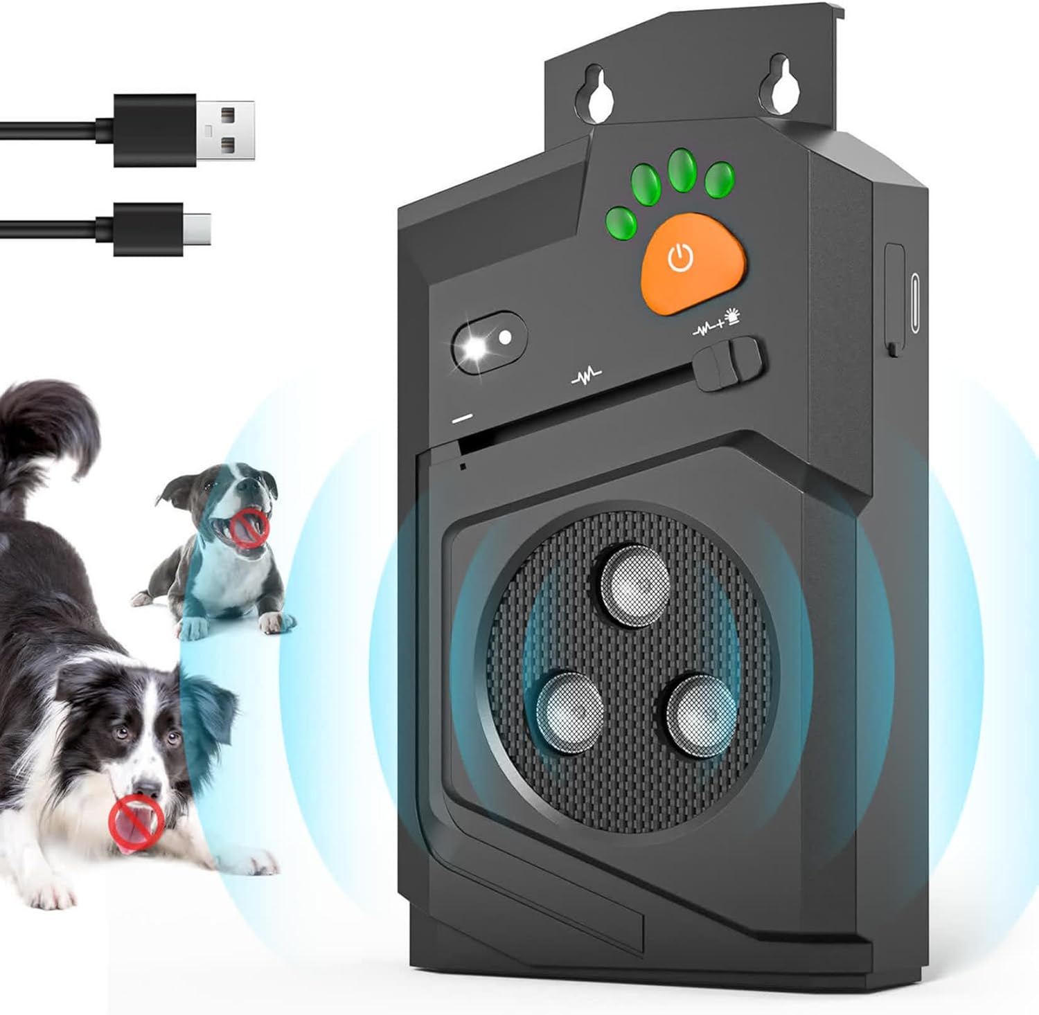 Automatic Anti Barking Device for Dogs, Ultrasonic Dog Bark Deterrent with 3 Emitters, 50Ft Range, No Shock Barking Silencer, IP66 Waterproof for Outdoor & Indoor - Amazon product rated Grade A