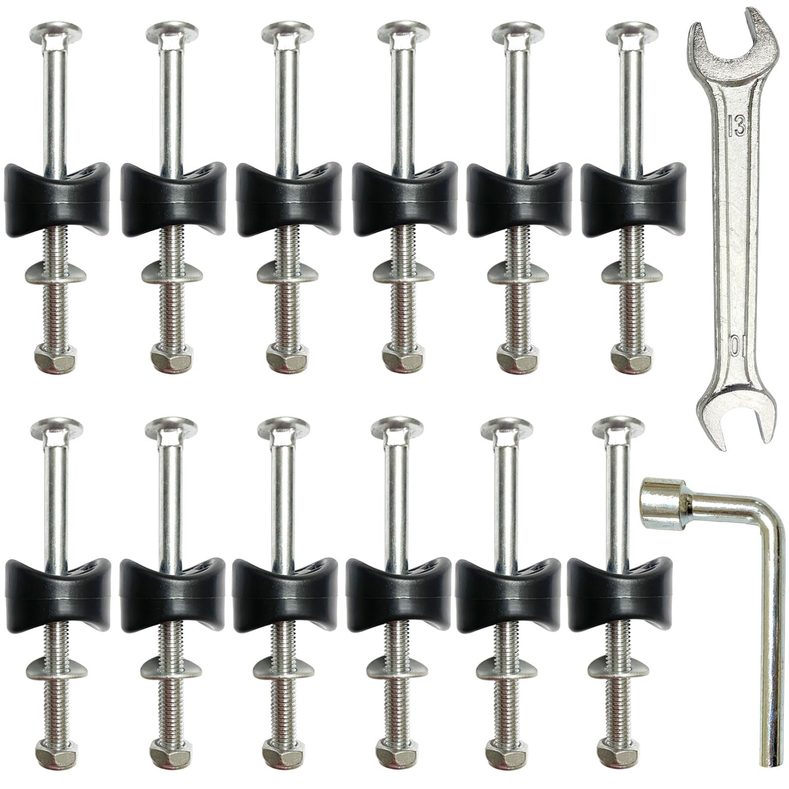 XATAMIO 12 PCS Long Trampoline Screws 3.7 Inch, Anti-Loose Trampoline Bolts and Nuts, Trampoline Replacement Parts, with Screw Installation Tools (