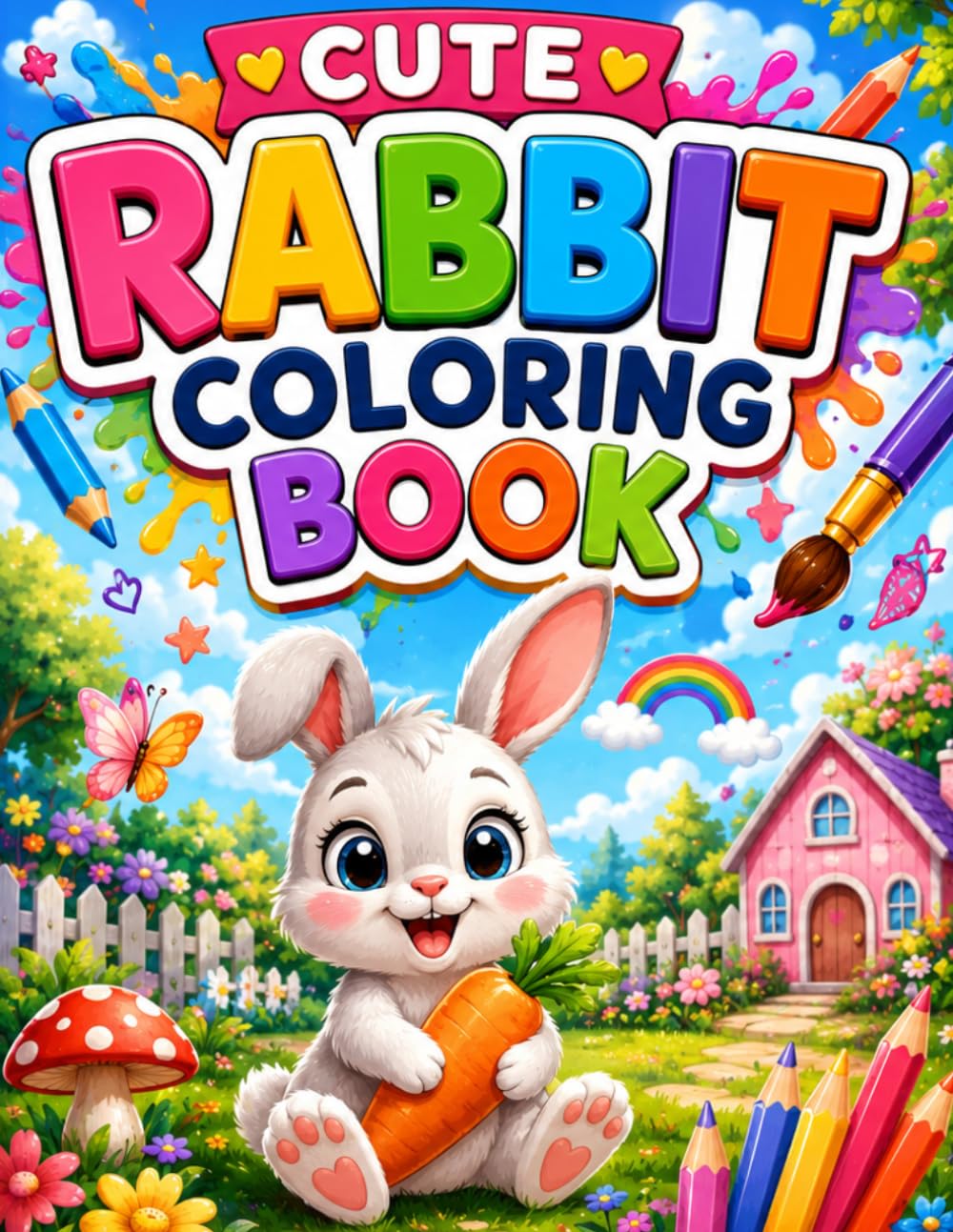 Cute Rabbit Coloring Book for Kids: Fun and Easy Bunny Coloring Pages with Big Bold Designs for Boys and Girls