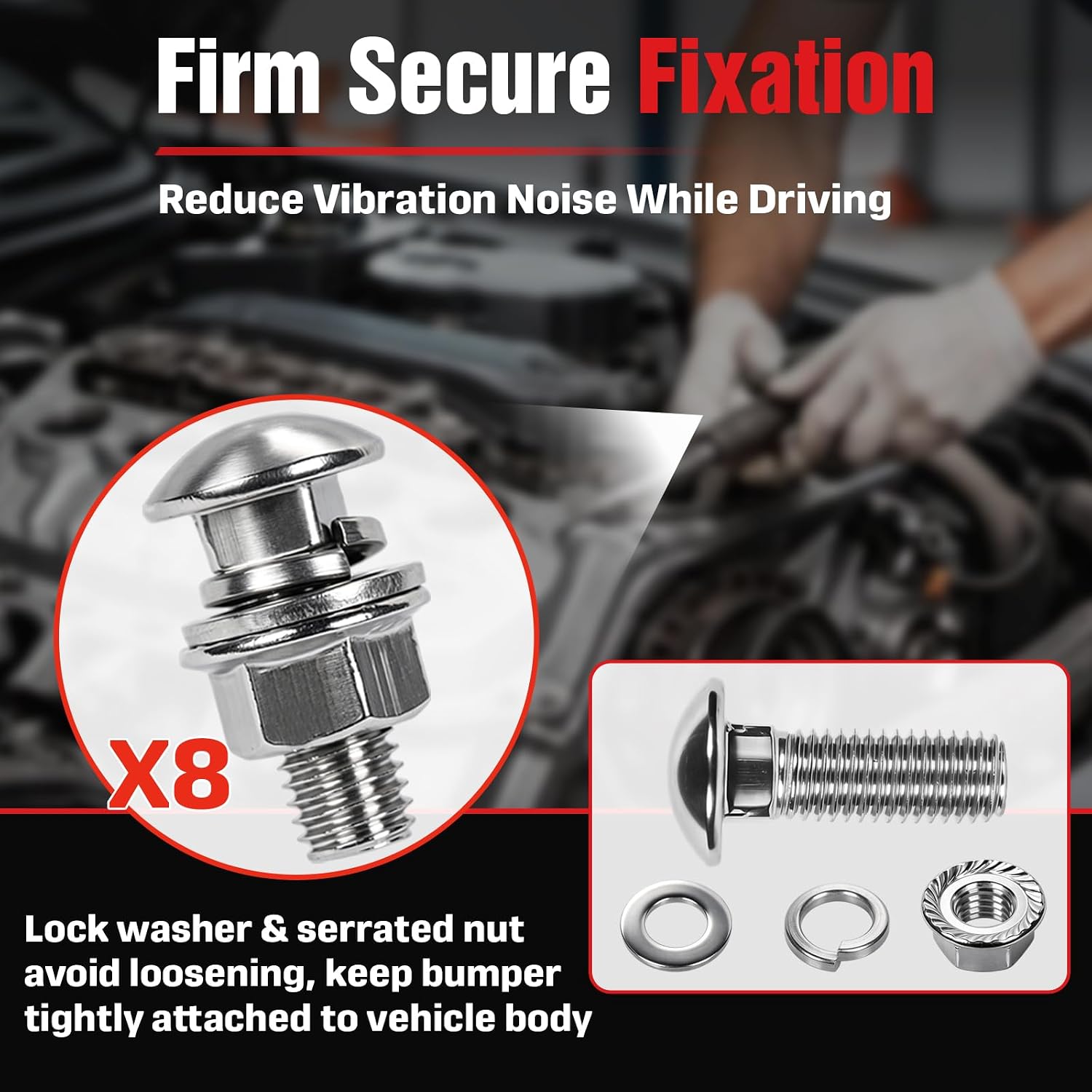 32Pcs Stainless Steel Front & Rear Bumper Bolt Kit