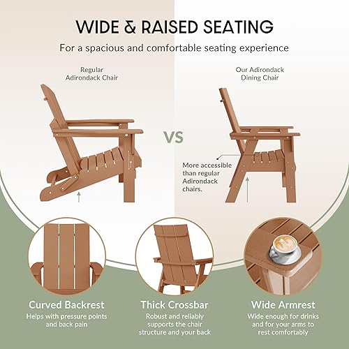 Vista 40 de WestinTrends Malibu Malibu Patio al aire libre HDPE plástico Adirondack silla comedor teca