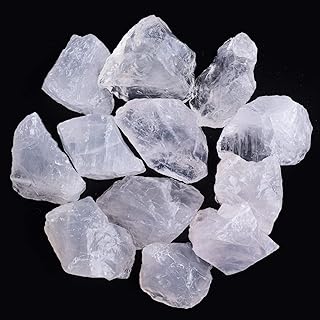 UFEEL 1lb Bulk Rough Clear Quartz Crystal - Large 1" Natural Raw Stones Crystal for Tumbling, Cabbing, Fountain Rocks, Dec...