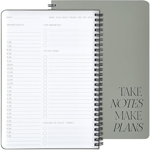 Beautiful Daily Planner And Notebook With Hourly Schedule - Aesthetic Spiral To do List Notepad to Easily Organize Your Work Tasks And Appointments - The Perfect Office Supplies For Women