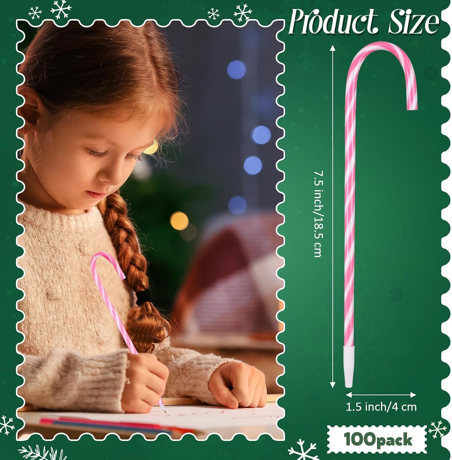 Gueevin 100 Pcs Christmas Candy Cane Pen with Black Ink Snowman Umbrella Cane Ballpoint Pen Bulk for Christmas Gifts Xmas Party Favors Supplies (Pink White)