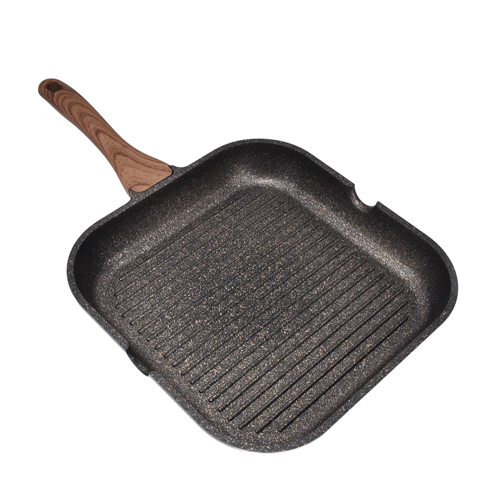 Haofy Kwadratowa Patelnia Grillowa o Grubości 4,5 Mm, Aluminiowa, Kompatybilna z indukcją, z Równoległymi Krawędziami do Odprowadzania Tłuszczu - Patelnia z powłoką nieprzywierającą do Grillowania