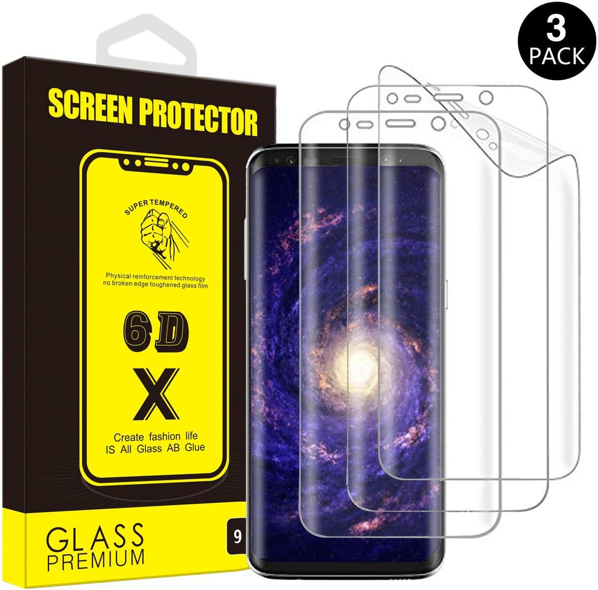 Yoyamo [3-Pack] Galaxy S8 Plus Screen Protector PET Full Screen Coverage [NOT Glass] [Anti Scratch] Screen Protector for Samsung Galaxy S8 Plus [Case Friendly]