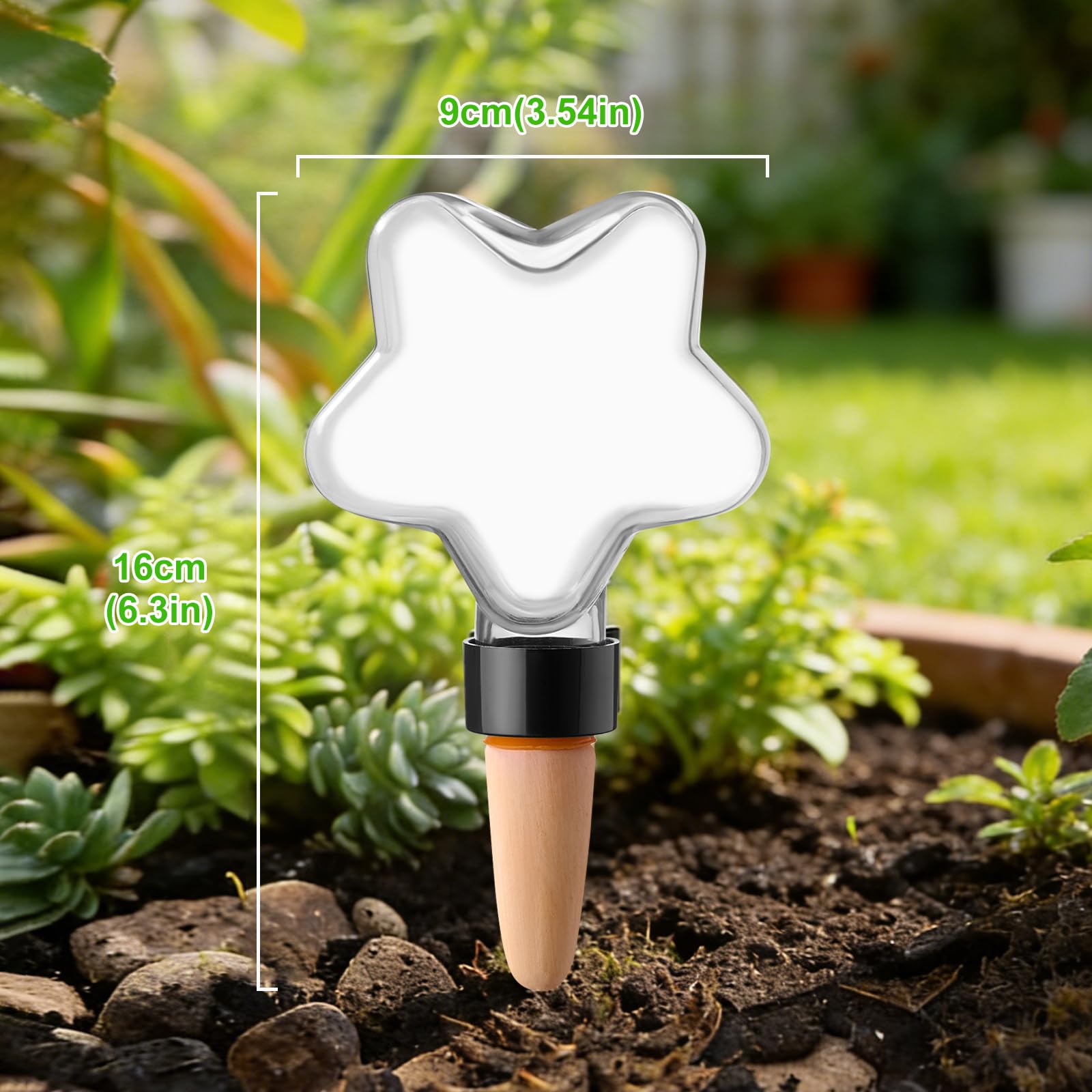 6 Stück selbstbewässernde Pflanzenkugeln 200 ml, durchsichtige Kunststoff-Bewässerungsbirnen mit Tontipp für Zimmer- und Gartenpflanzen