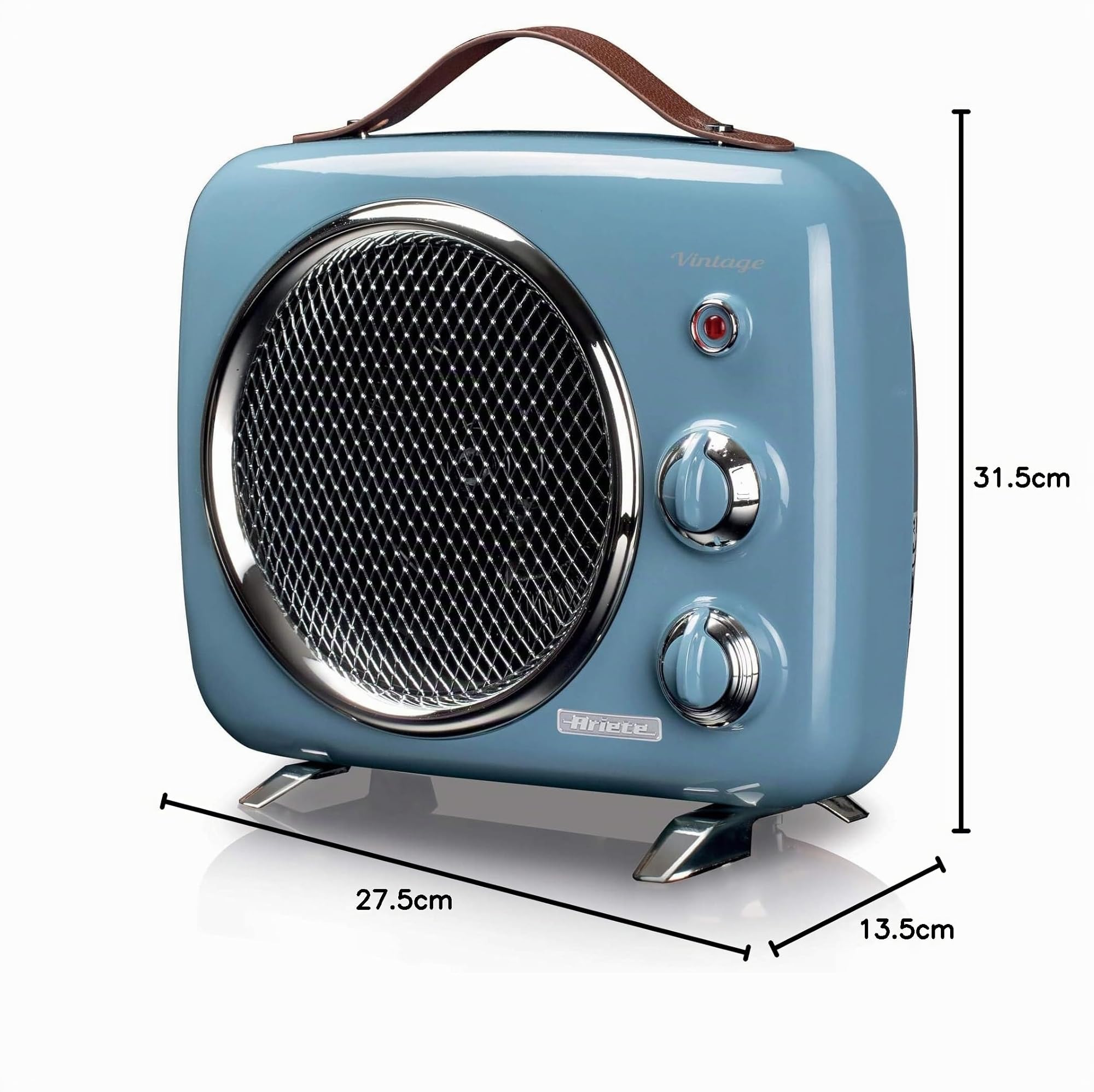 Ariete 808 Chauffage soufflant Vintage, Froide et chaud, Thermostat réglable, poignée de transport facile Bleu clair 2000 W