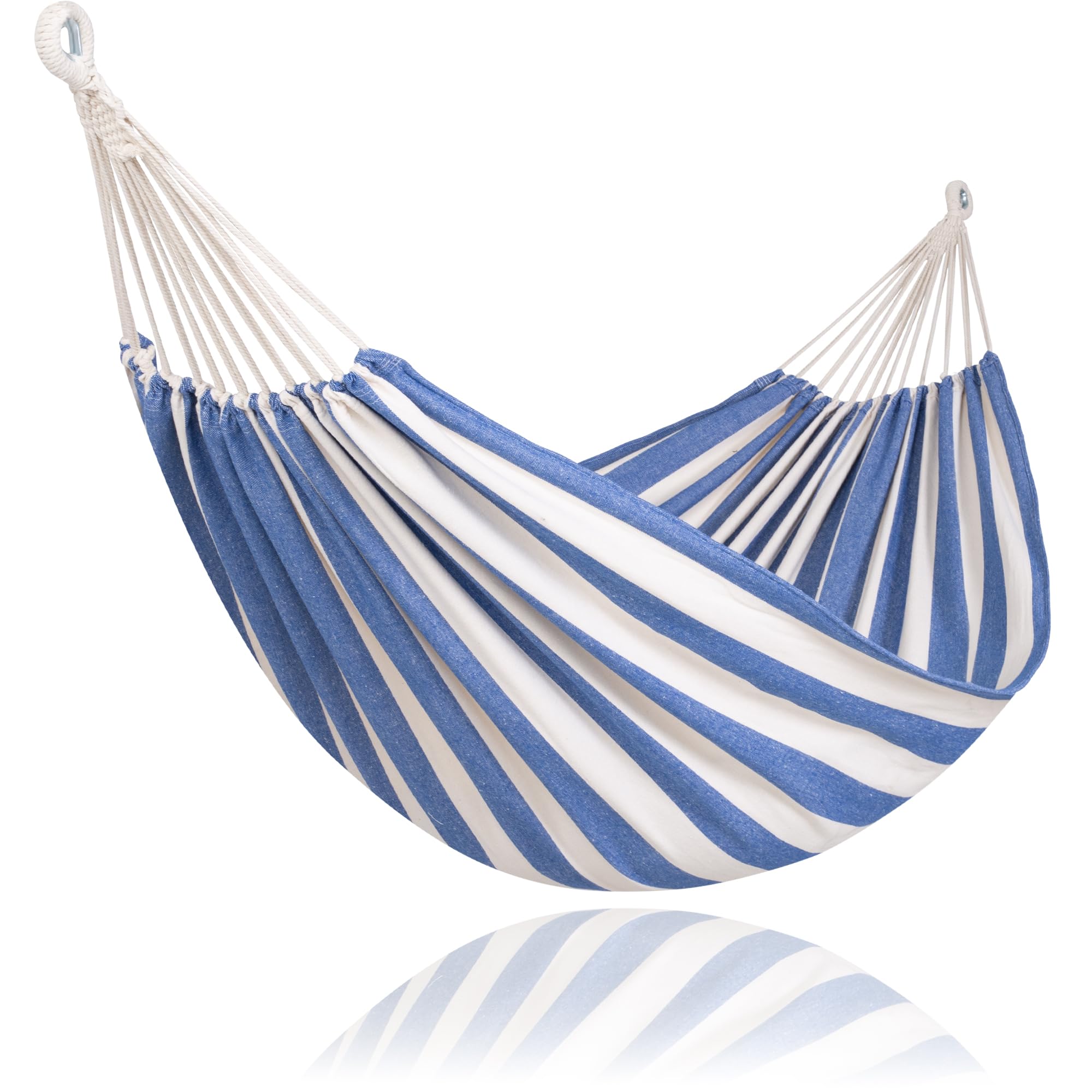 SUNCREAT Large Hammocks for Outside, Long Replacement Hammock Two Person for Stand, Blue White Stripes
