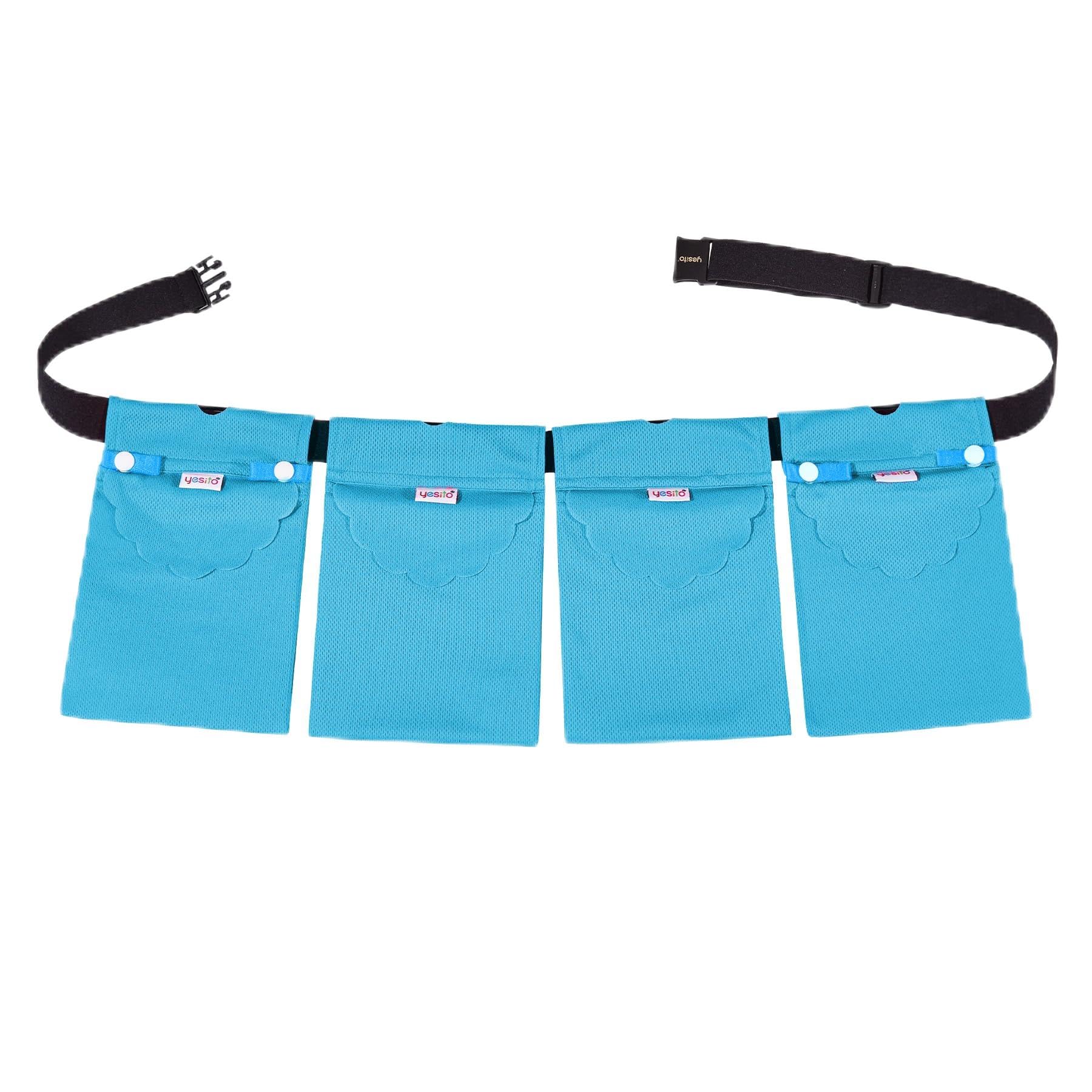 Yesito Set of 4 Mastectomy Drainage Pouches with Shower Bag - Effective & Comfortable Post-Breast Cancer Surgery Recovery Aid, Lake Blue & Mesh Blue