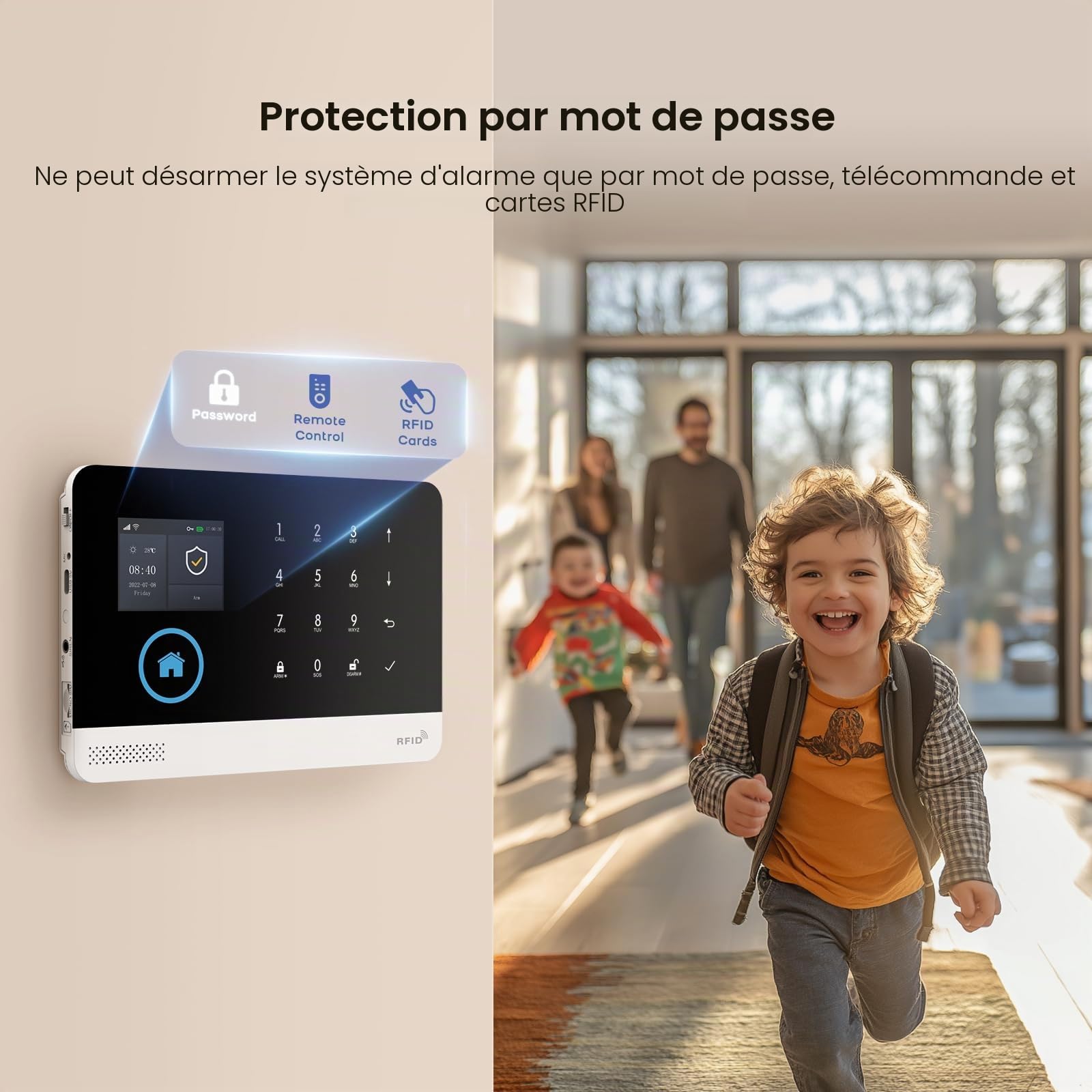 GSM/WiFi Alarme Maison sans Fil avec contrôle APP, Kit 24 pièces: Capteur de Porte/Fenêtre, détecteur de Mouvement, sirène, télécommande, Compatible avec Alexa