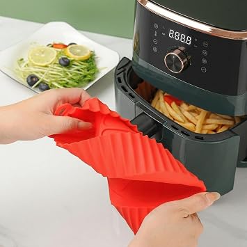 Airfryer Silikon Pişirme Kabı, Kalın ve Dayanıklı Yapı, Yüksek Isıya Dayanıklı, Yeniden Kullanılabilir, Kolay Temizlenebilir, Tüm Hava Fritözleri ile Uyumlu Silikon Pişirme Kabı, 1 Adet