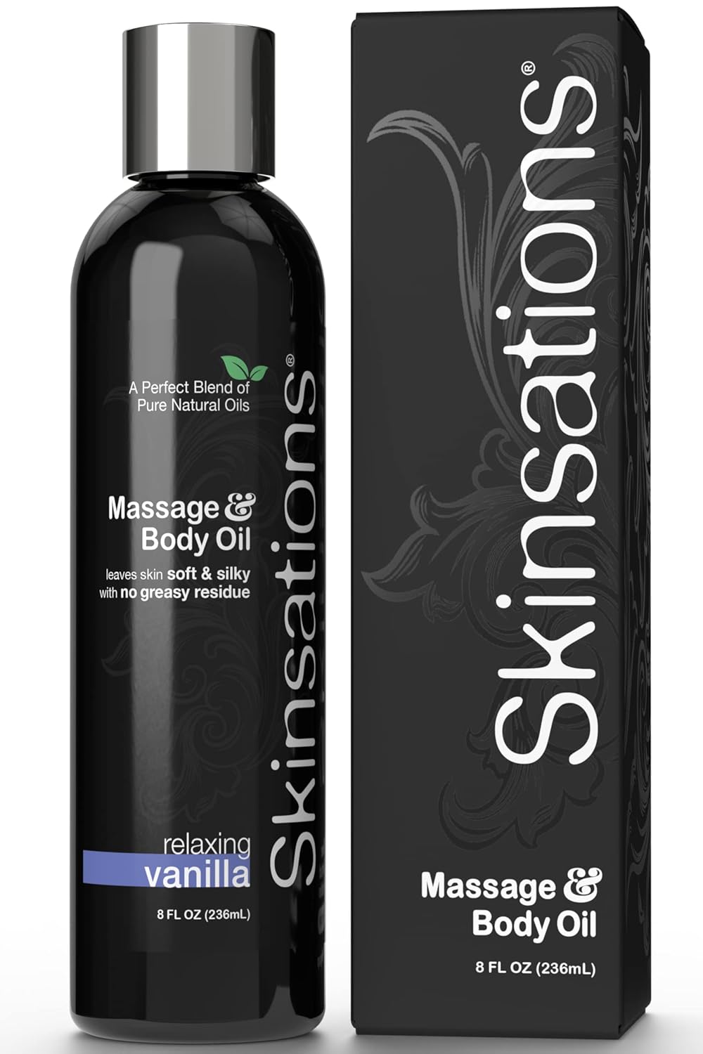 Skinsations Body Massage Oil Vanilla 8oz Edible Blend