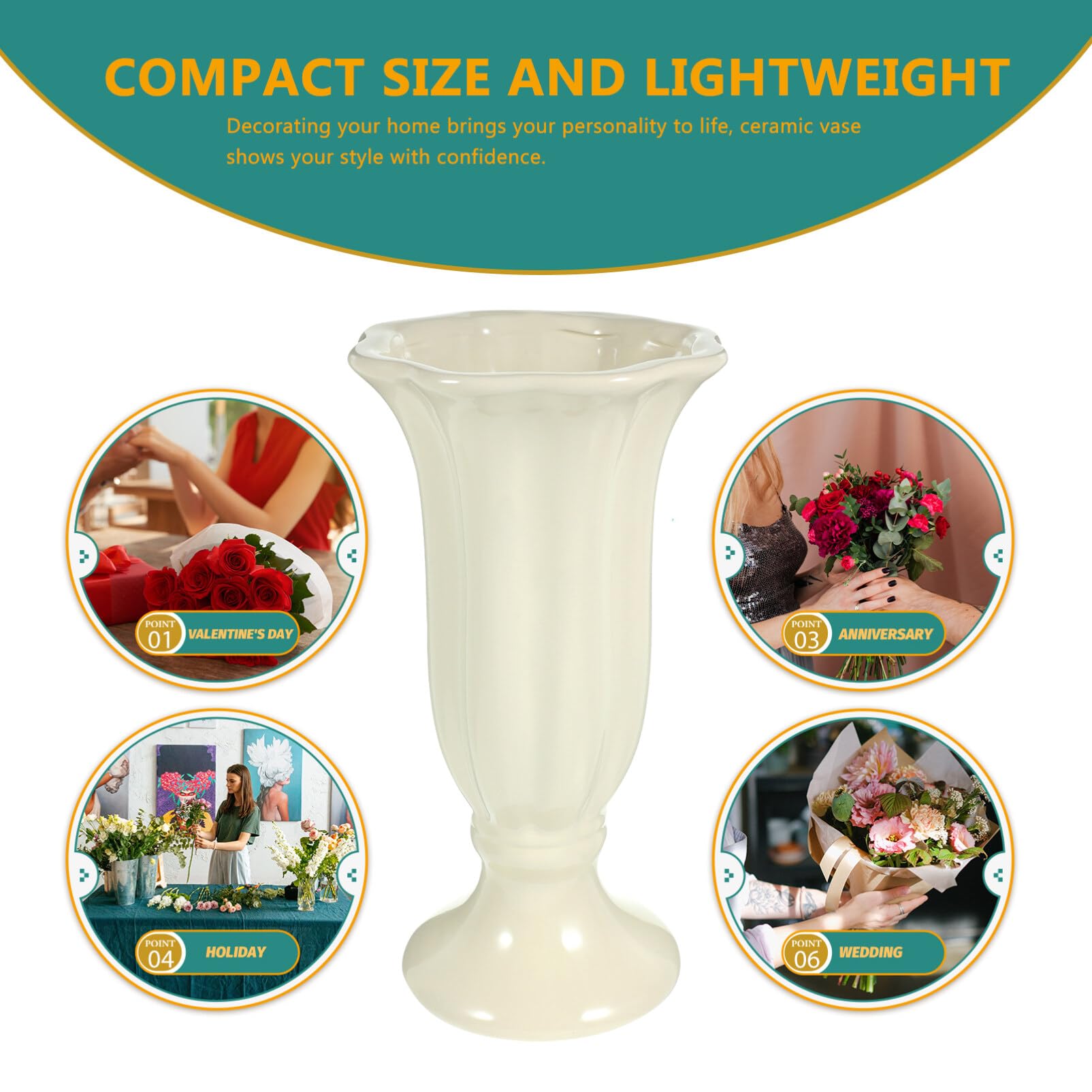 Beige Ästhetische Keramikvase, Große Vase für Trockenblumen
