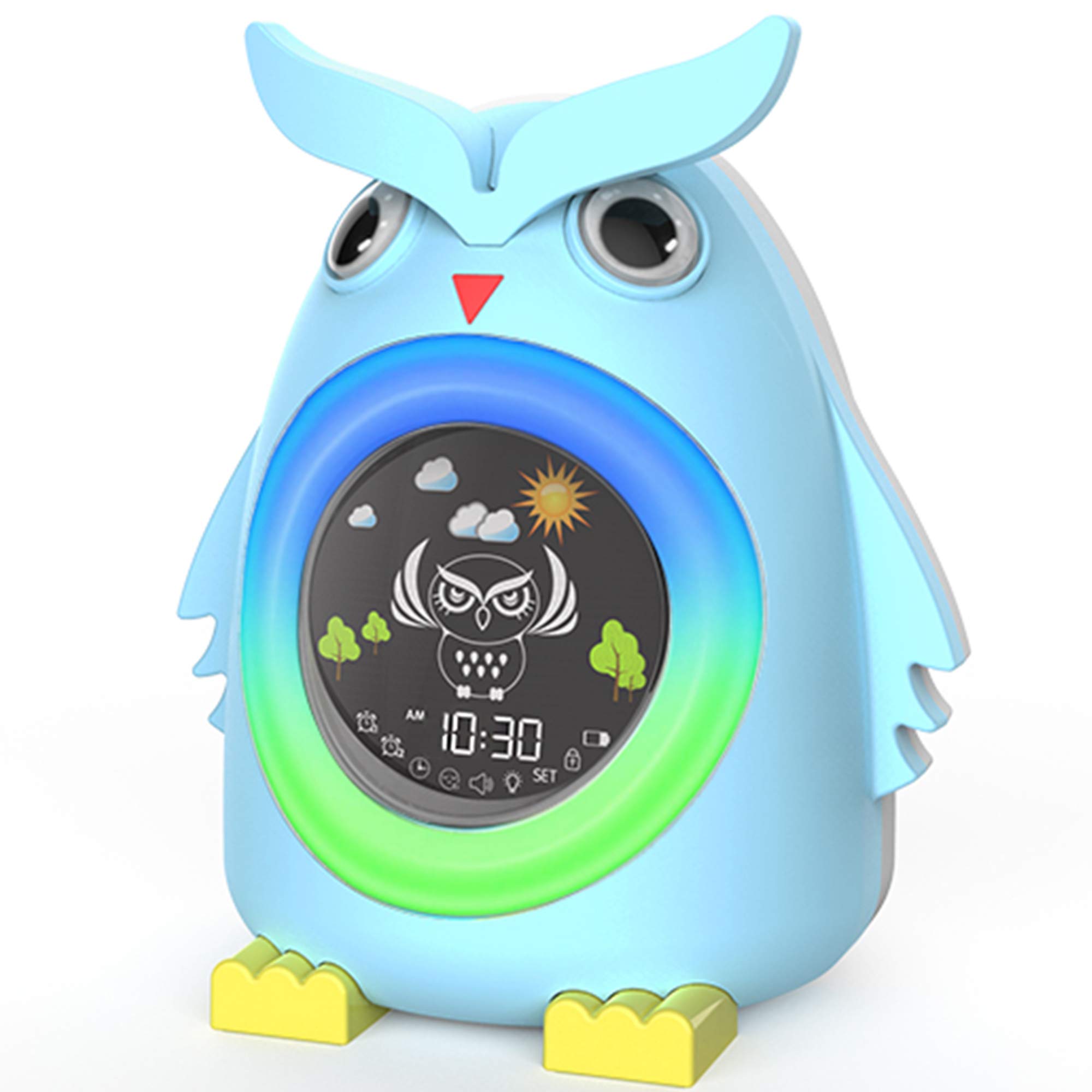 Kids Alarm Clock, Toddlers Sleep Training Clock with Night Lights, Sound Machine, NAP Timer, Cute Wake Up Clock, Stay in Bed Clock for Kids 10-12 Room Decor
