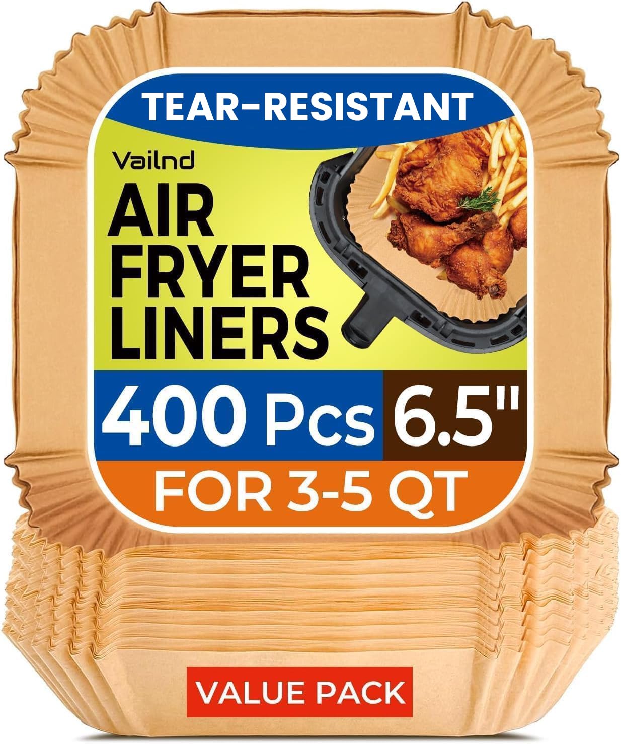 400 Pcs 6.5" Square Air Fryer Liners Disposable for 3-5QT, Airfryer Paper
