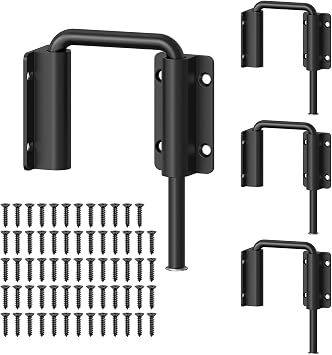 New Patio Sliding Door Loop Lock - 2-3/8 Inch U-Shaped Loop Latch, 90/180 Degree Home Security Lock for Sliding Doors, Windows, Barns, Gardens, Screens Black-4 Pcs