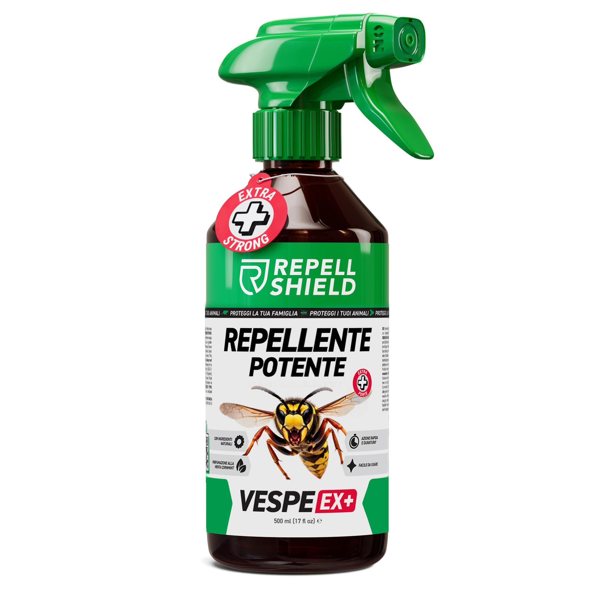 RepellShield Spray Vespe e Calabroni ad Azione Rapida -500ml- Non Macchia - Repellente Vespe da Esterno e Interno - Non Tossico, Sicuro per Bambini - Ideale per Balconi e Giardini
