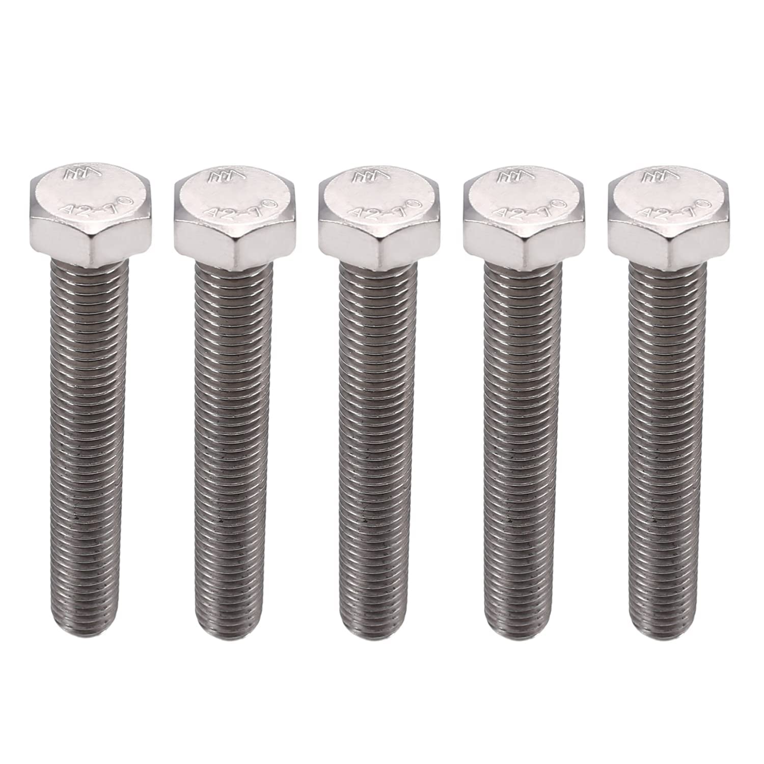 Yinpecly 5pcs Hex Bolts, M12-1.75x60mm Hex Bolt 304 Stainless Steel Hex Head Bolts Hexagon Screws, Heavy Duty Machine Screw