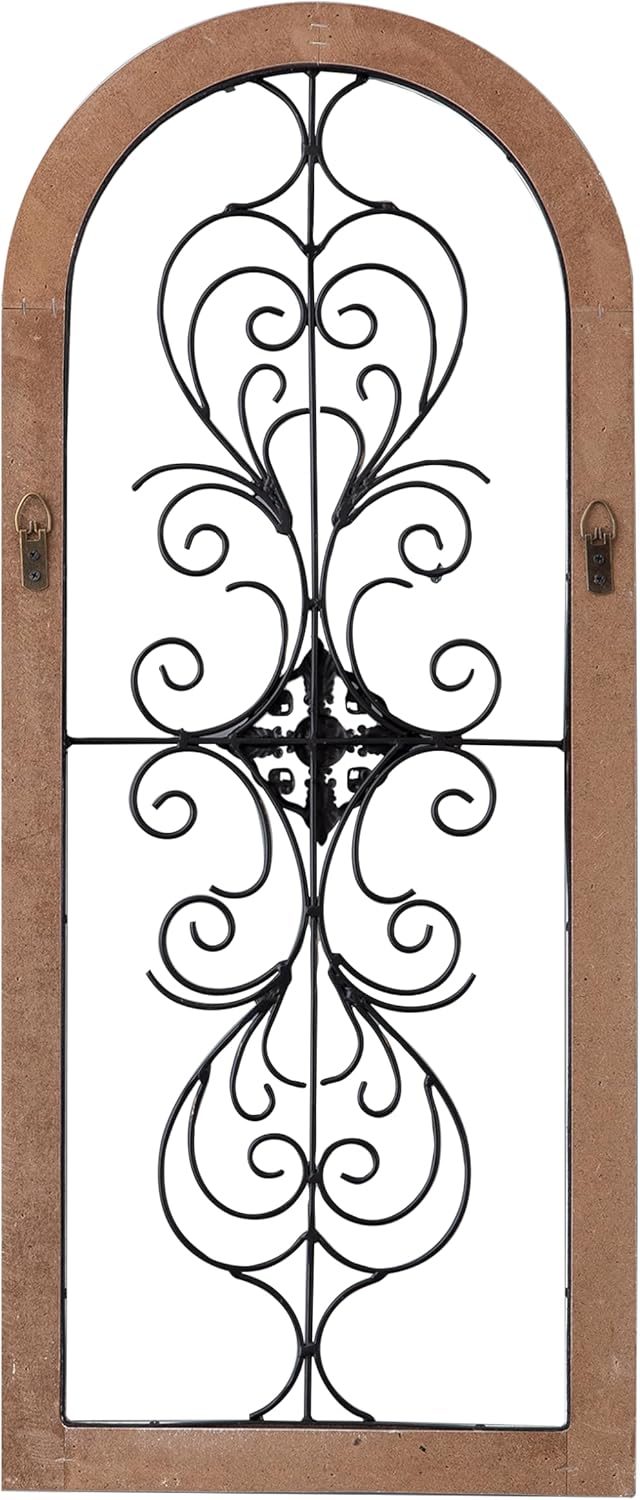 Sintosin Farmhouse White Wood and Metal Wall Decor 32 X 13 Inches, Handmade Distressed Gold and Black Wrought Iron Wall Decor Living Room Entryway, Hanging Metal Wall Art above Couch
