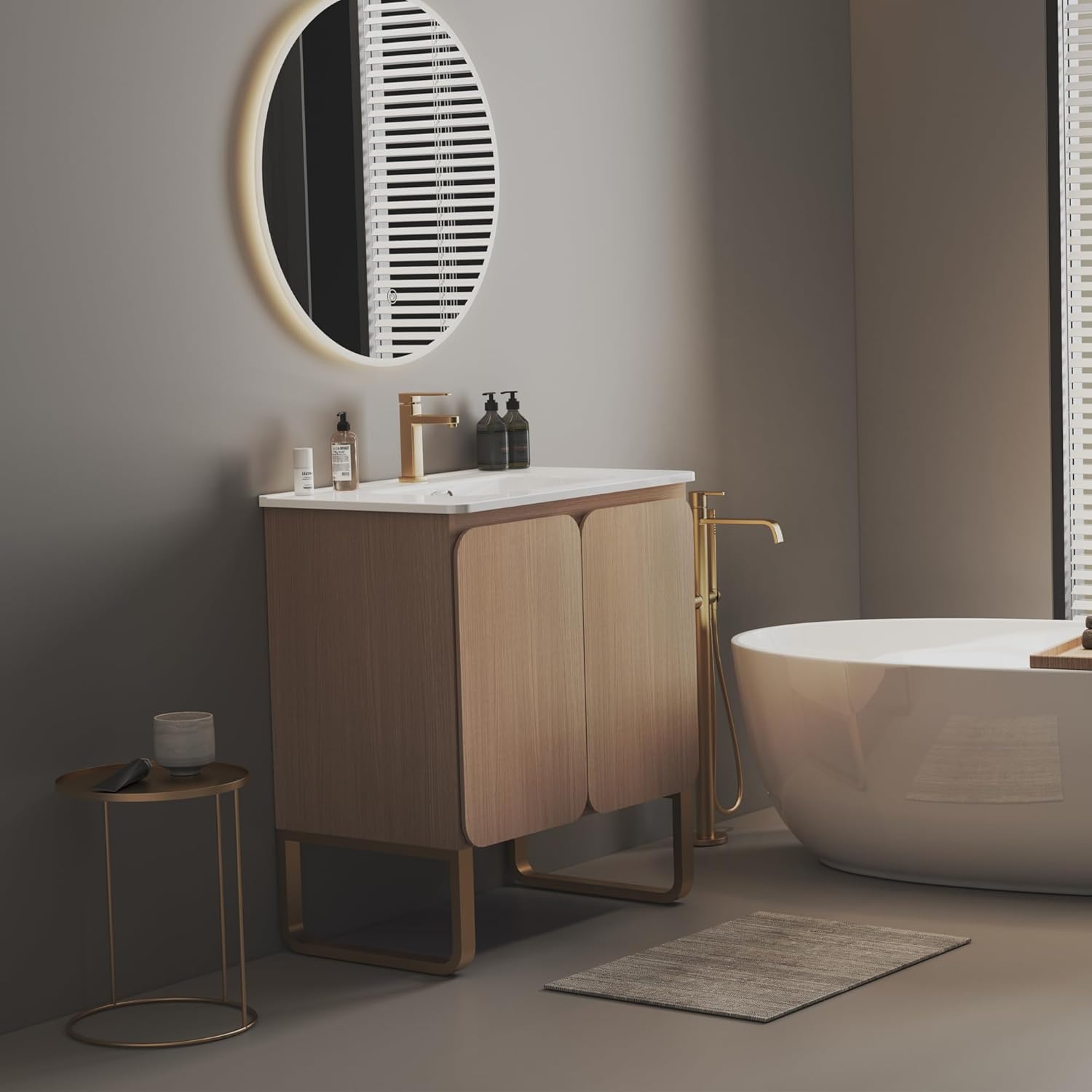 Dalia 30" Freestanding Bathroom Vanity with Overflow Sink One Piece Basin, Ample Storage Modern Design for Small Spaces, Minimalist Bathroom Cabinet