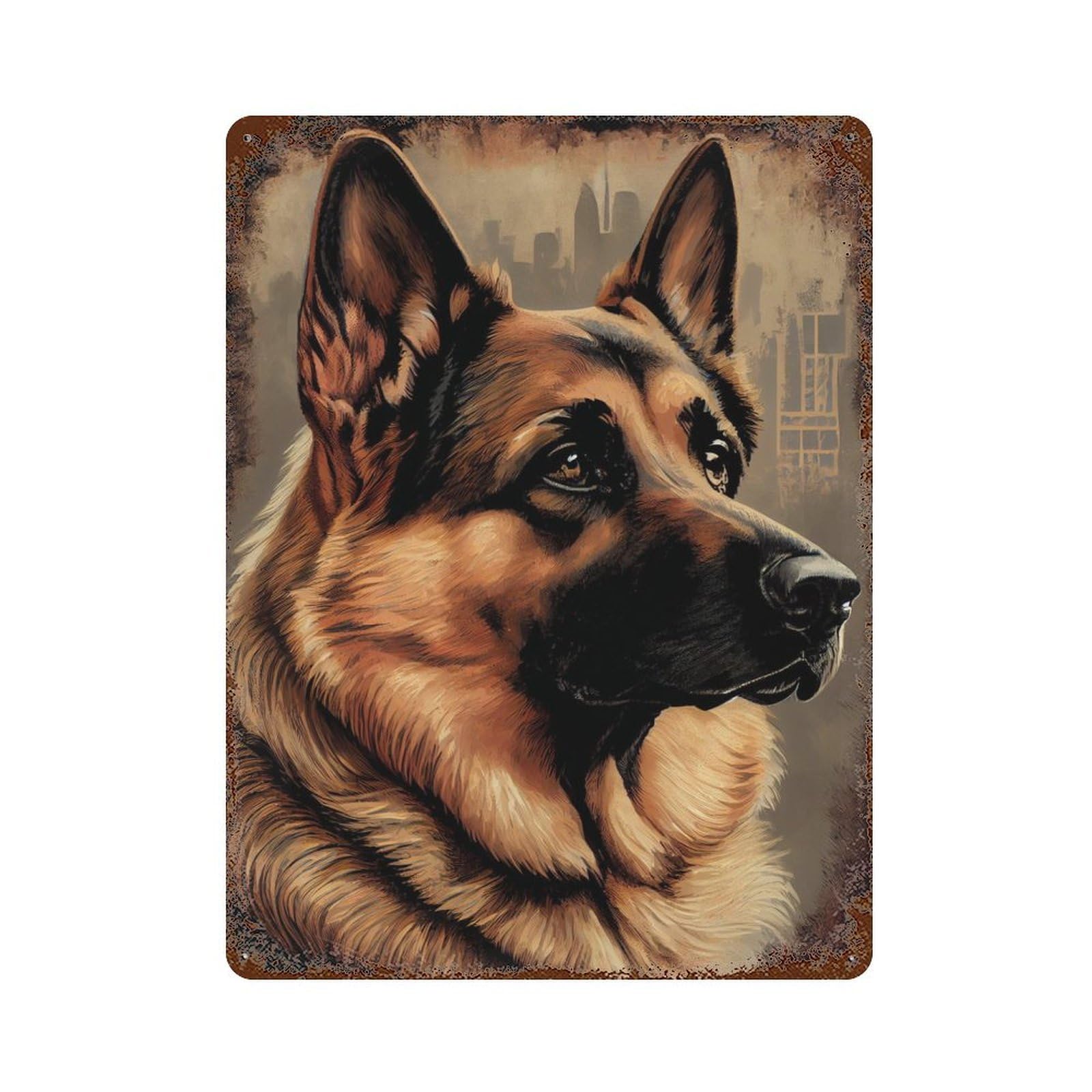 German Shepherd Retro Dog Retro Metal Sign 15.7"x11.8", Classic Wall Plaque for Garage, Pub Or Kitchen