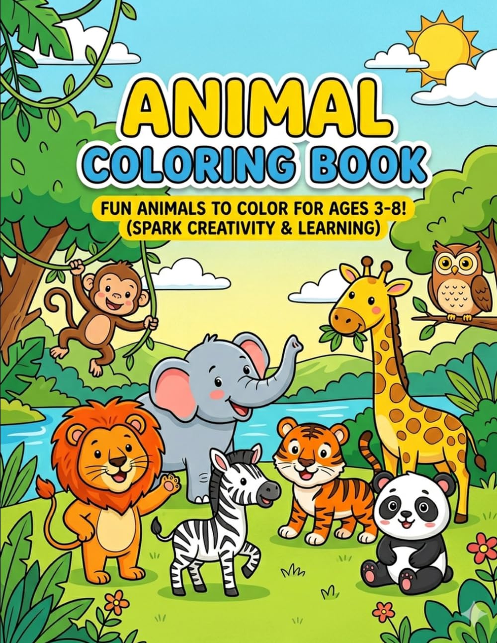 Fun Animal Coloring Book for Toddlers and Kids Ages 3-8: Fun and Easy Coloring Pages with Cute Animals, Ocean Creatures, Bold Lines, and Simple Designs for Toddlers, Preschoolers, and Young Kids