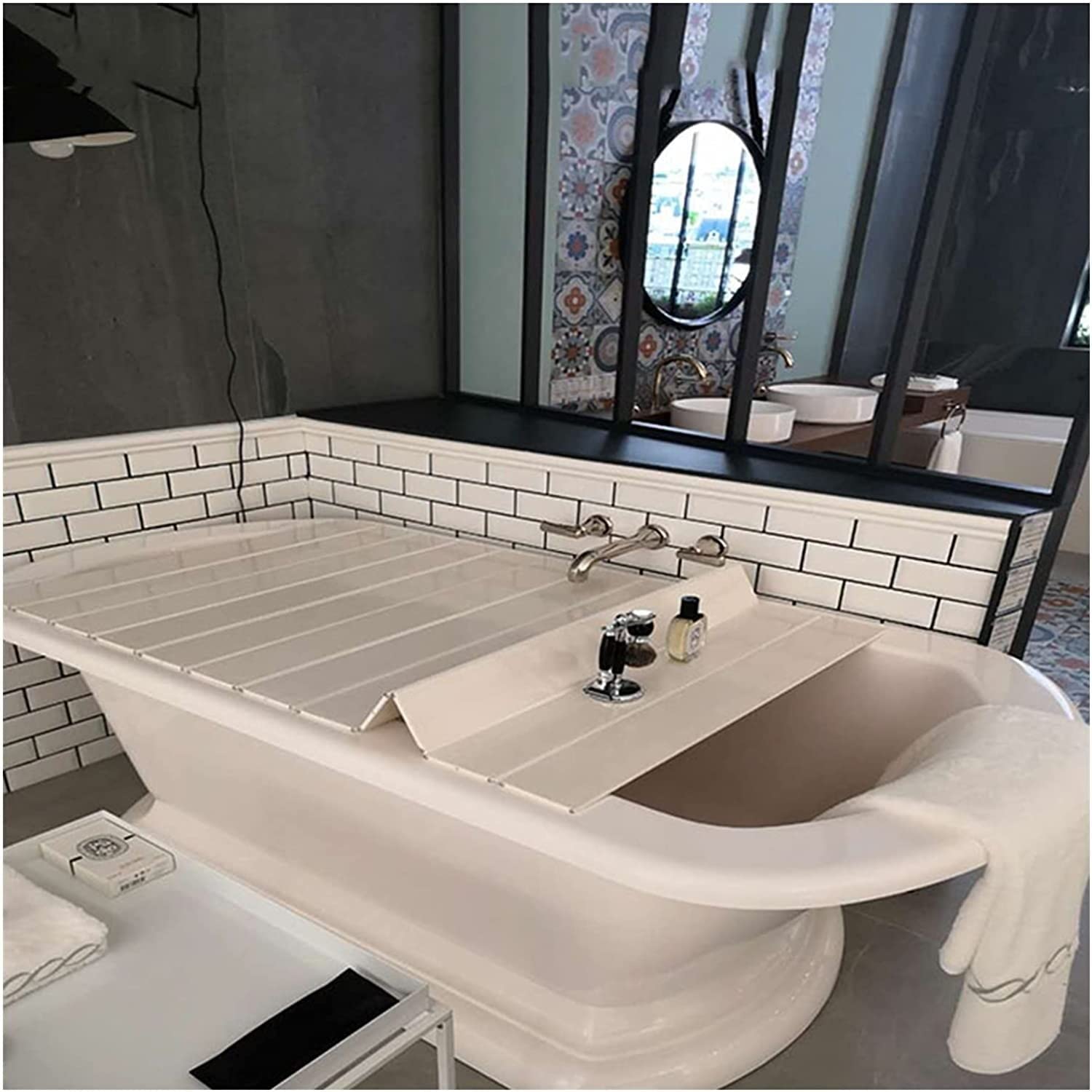 Plateau de baignoire blanc en PVC pliable 130x80 cm pour protection anti-poussière