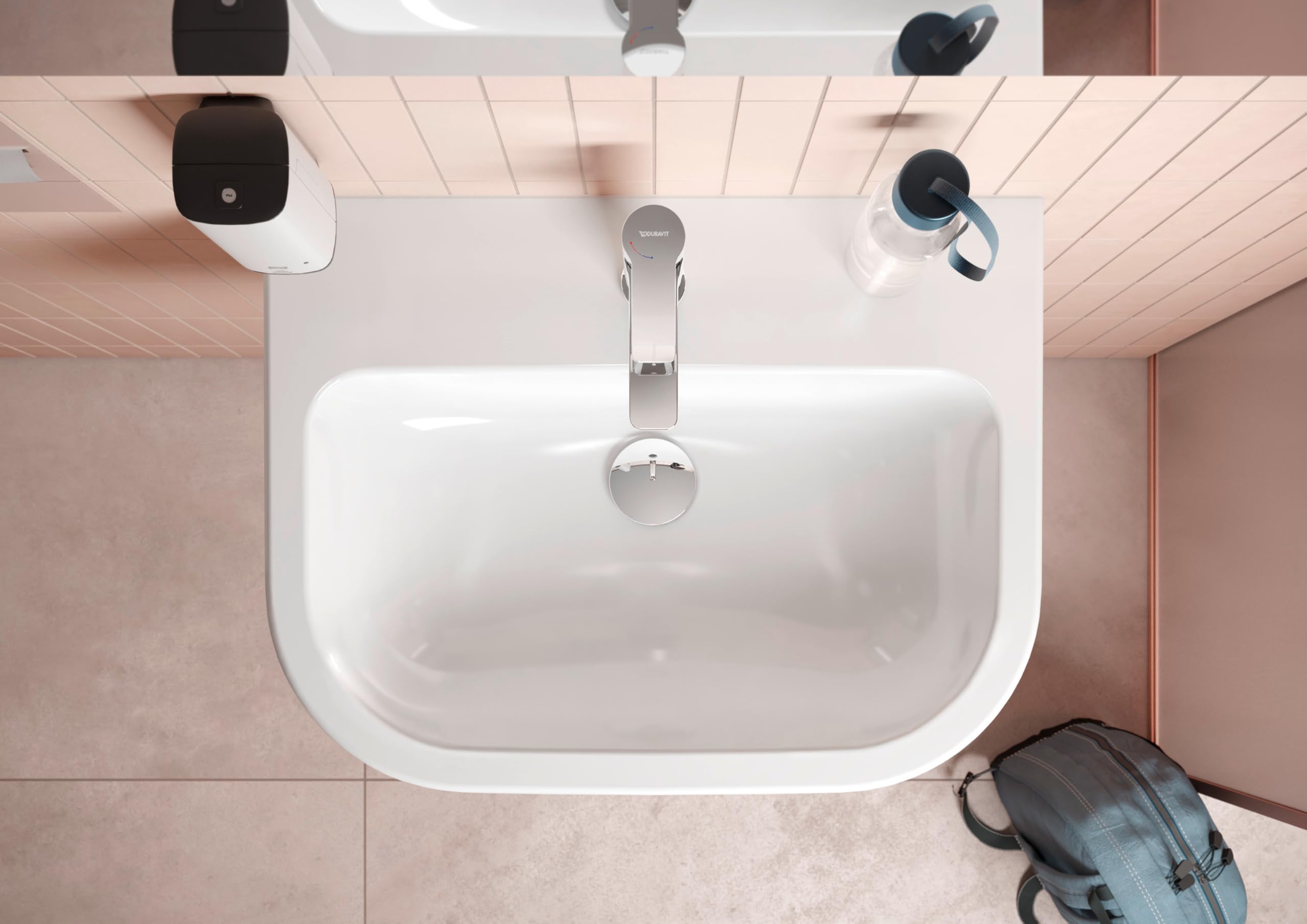 Duravit D-Code Waschtisch, mit Hahnloch, mit Überlauf, 600x460x165mm, Weiß Hochglanz, 2398600000