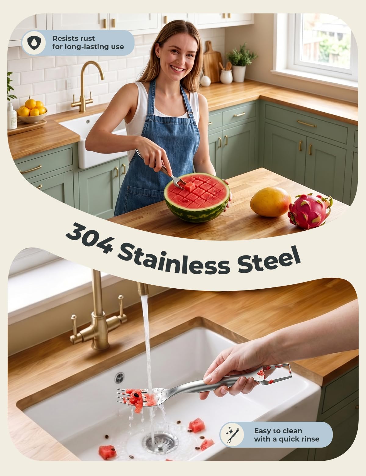 CripsTaste 2 Pack Stainless Steel Watermelon Cutter Slicer Watermelon Fork — Amazon image 6