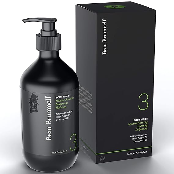 Daily Hydrating Body Wash for Men by Beau Brummell | A Luxury Daily Body Wash Formulated to Remove Dirt and Oils Without Stripping Away Vital Moisture | Large 16.9 OZ Bottle | Made in USA