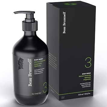 Daily Hydrating Body Wash for Men by Beau Brummell | A Luxury Daily Body Wash Formulated to Remove Dirt and Oils Without Stripping Away Vital Moisture | Large 16.9 OZ Bottle | Made in USA