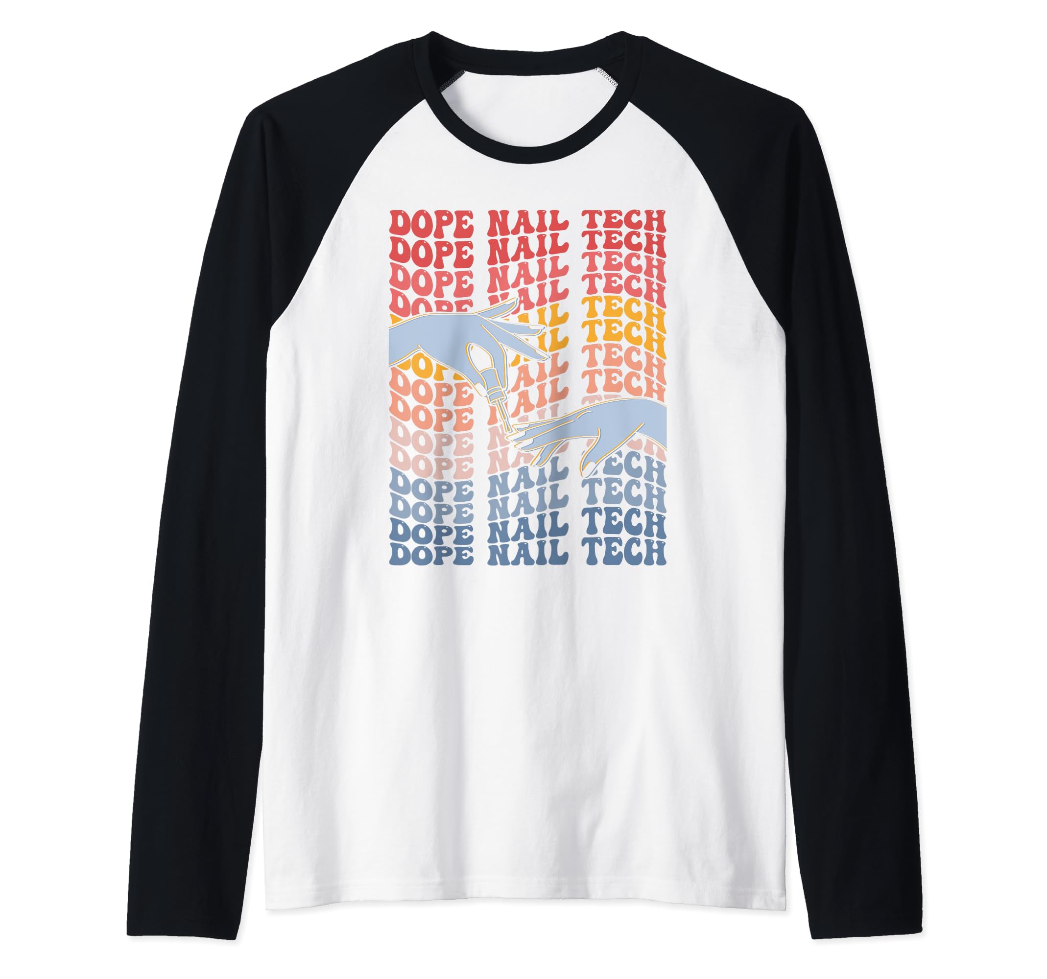 Dope Nail Tech Groovy Nail Technichian Nail Artist Nail Tech Raglan Baseball Tee