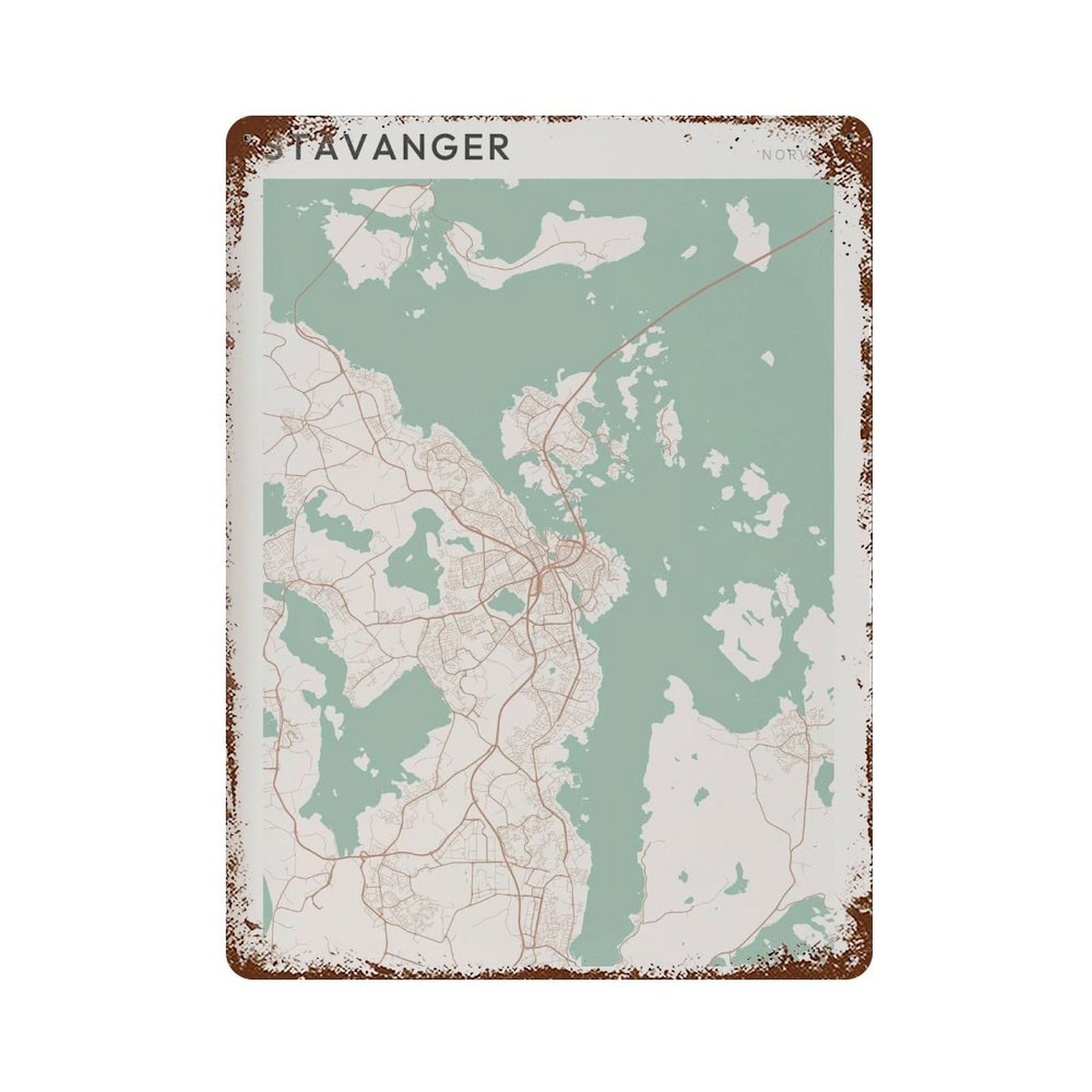 xiaoxiaoshen Stavanger Map Norway Travel Gift Scandi Wall Decor Art Metal Tin Poster Modern Home Decor Art Home Bar Shop Decorations Vintage Sign 40x30cm