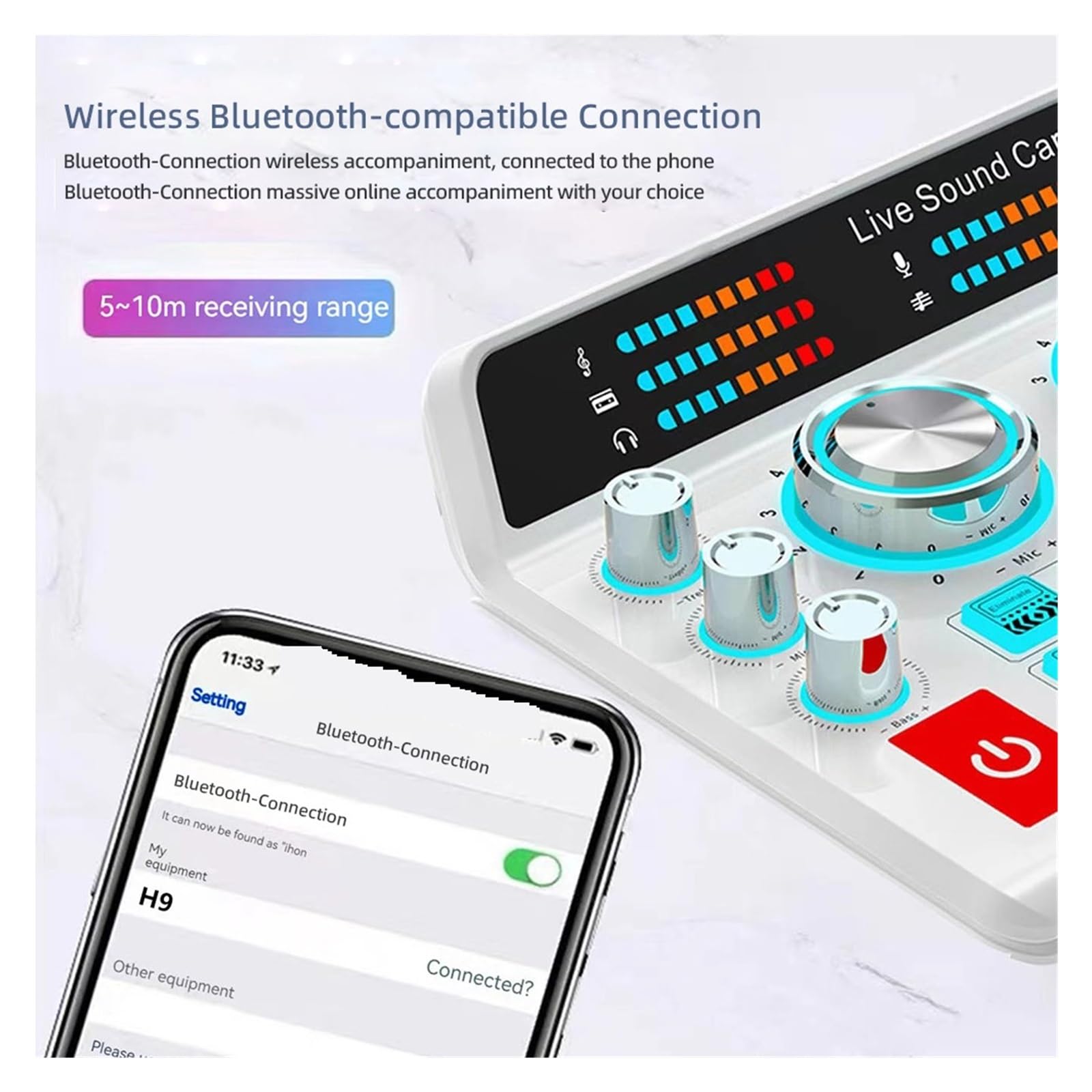 Live Soundkarte Voice Changer Mixer Audio For Computer PC Mischen Professional Studio Aufnahme Bluetooth-Kompatibel