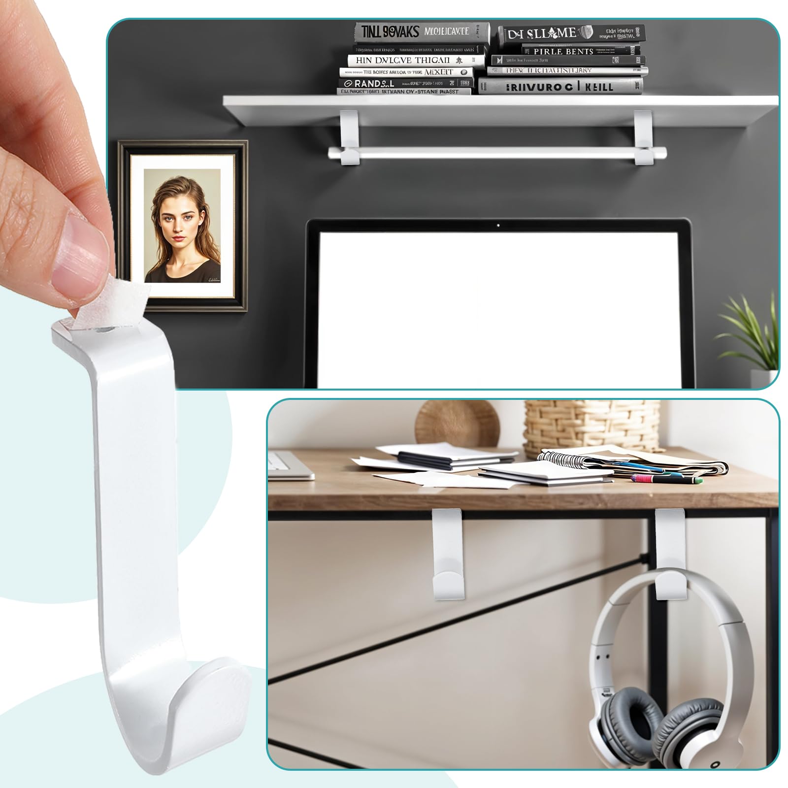 VIVIIHOO Gardinenstangenhalter 2er Set - Verstellbare Metall Wandhalterung In Weiß Für Vorhänge