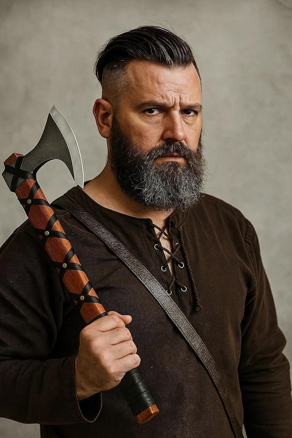 Hand-Forged Viking Axe and Norse Vikings Knife Set | 20" Carbon Steel Axe with Raven-Head Knife with Leather Sheath | Medieval Replica Collectible Gift Set for Men.