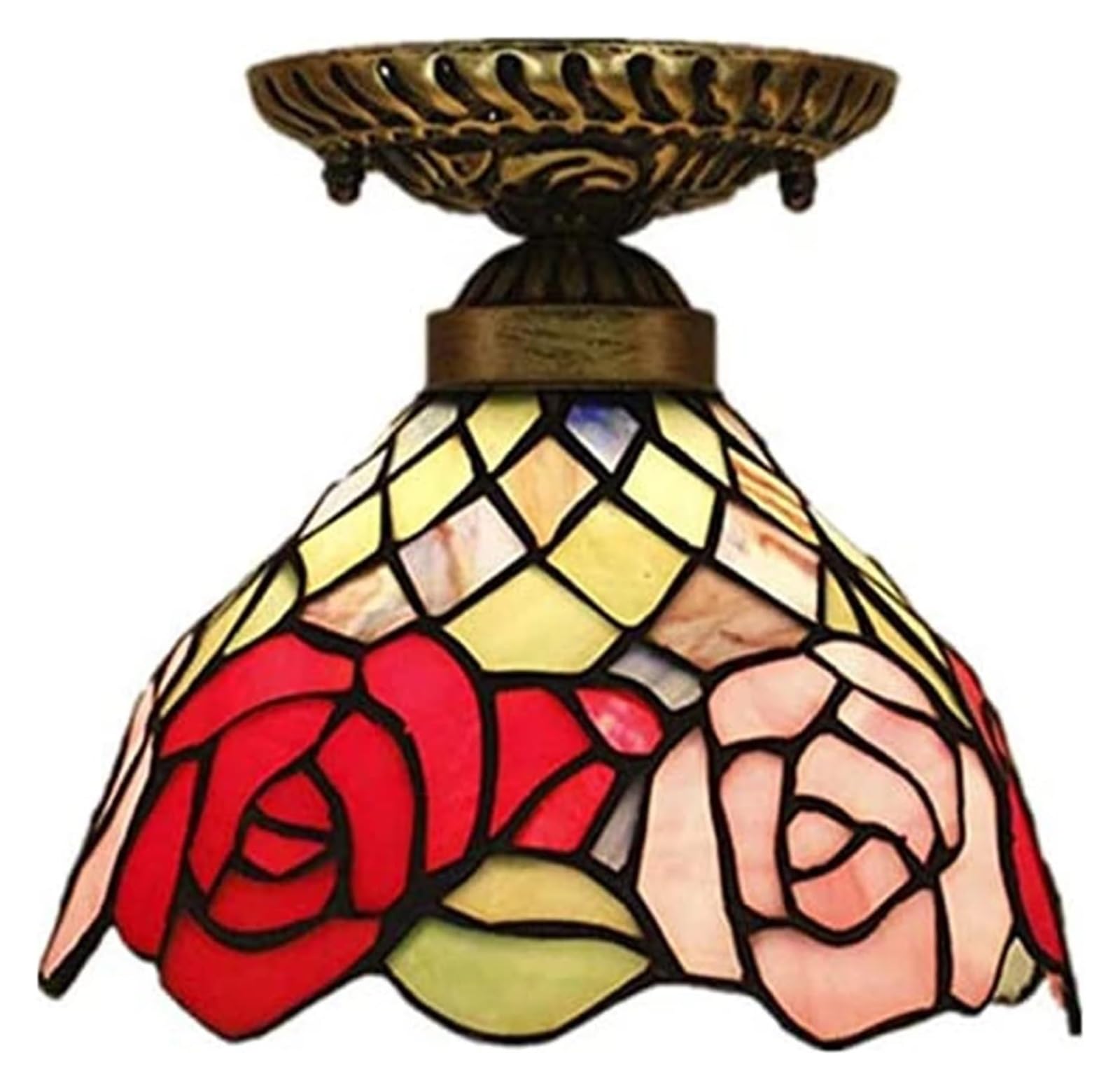 METTEOR Ceiling Lamp Ceiling Lamp Tiffany Style Ceiling Light, 8-Inch Stained Glass Ceiling Lamp, Decorative Chandelier