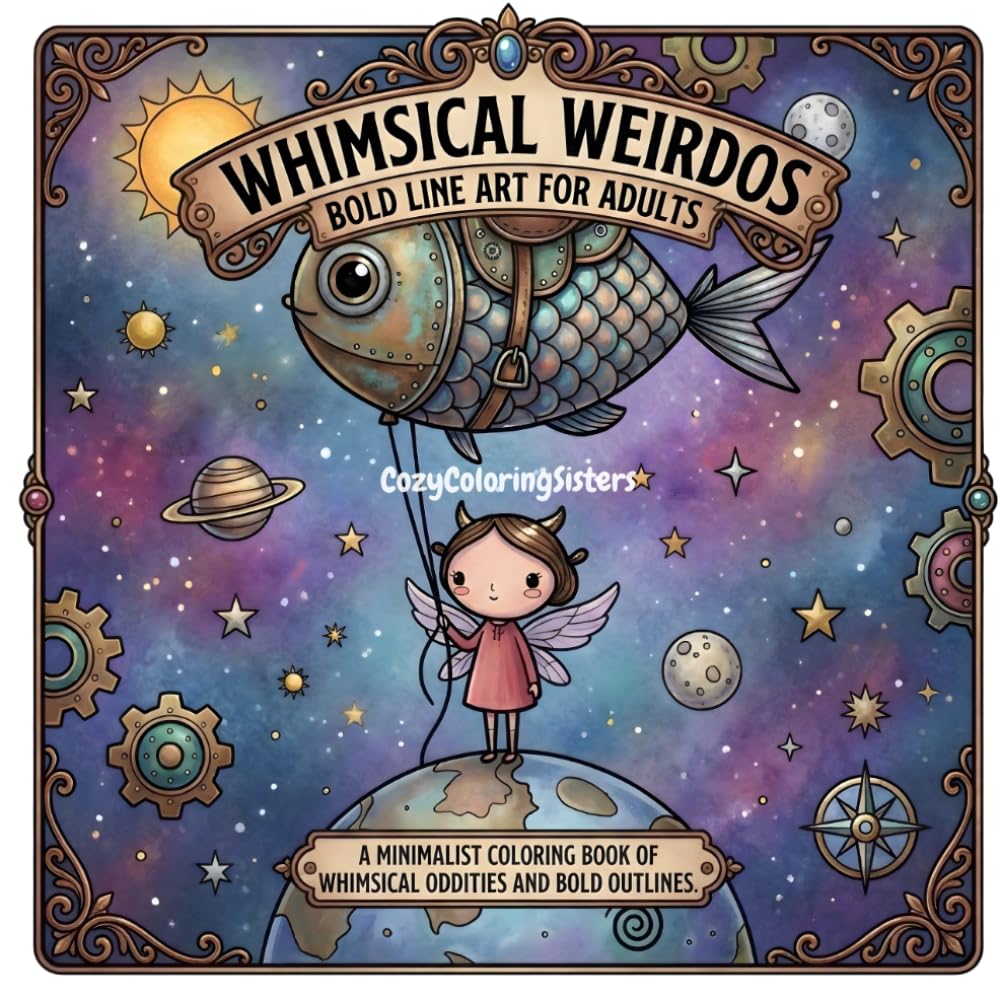 Whimsical Weirdos: Bold Line Art for Adults: A Minimalist Coloring Book of Whimsical Oddities and Simple Outlines for Stress Relief (8.5 x 8.5 Square Format)