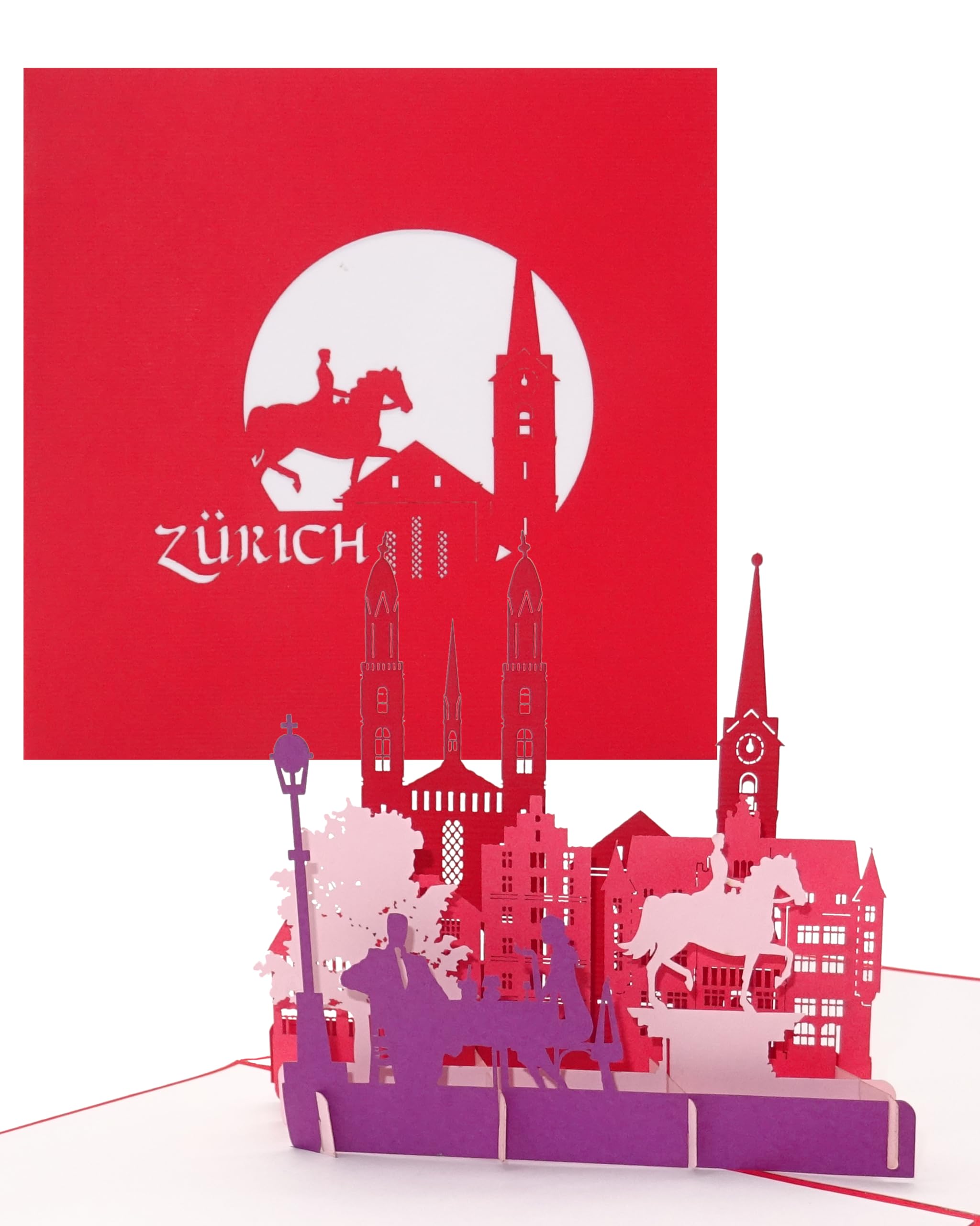 Biglietto Pop-up 3D Friburgo Con Busta | Panorama Città In Carta | Souvenir Originale E Regalo Per Fan