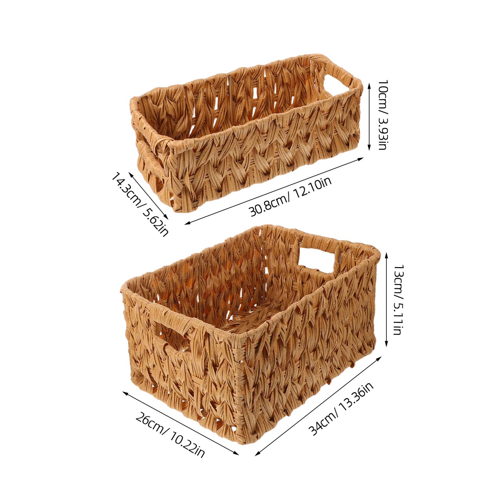 2pezzi Cestini Intrecciati in Finto Rattan Beige da Contenitori Portaoggetti per Scrivania Trucco Cancelleria e Organizzazione Multiuso per Casa e Ufficio