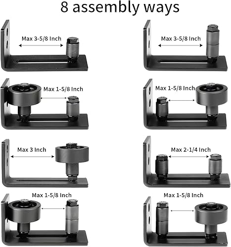 Miniatura 4 de Rcunbyw Guía de piso para puerta de granero, guía inferior ajustable para puerta corrediza de granero, rodillo de montaje en pared, negro para 1