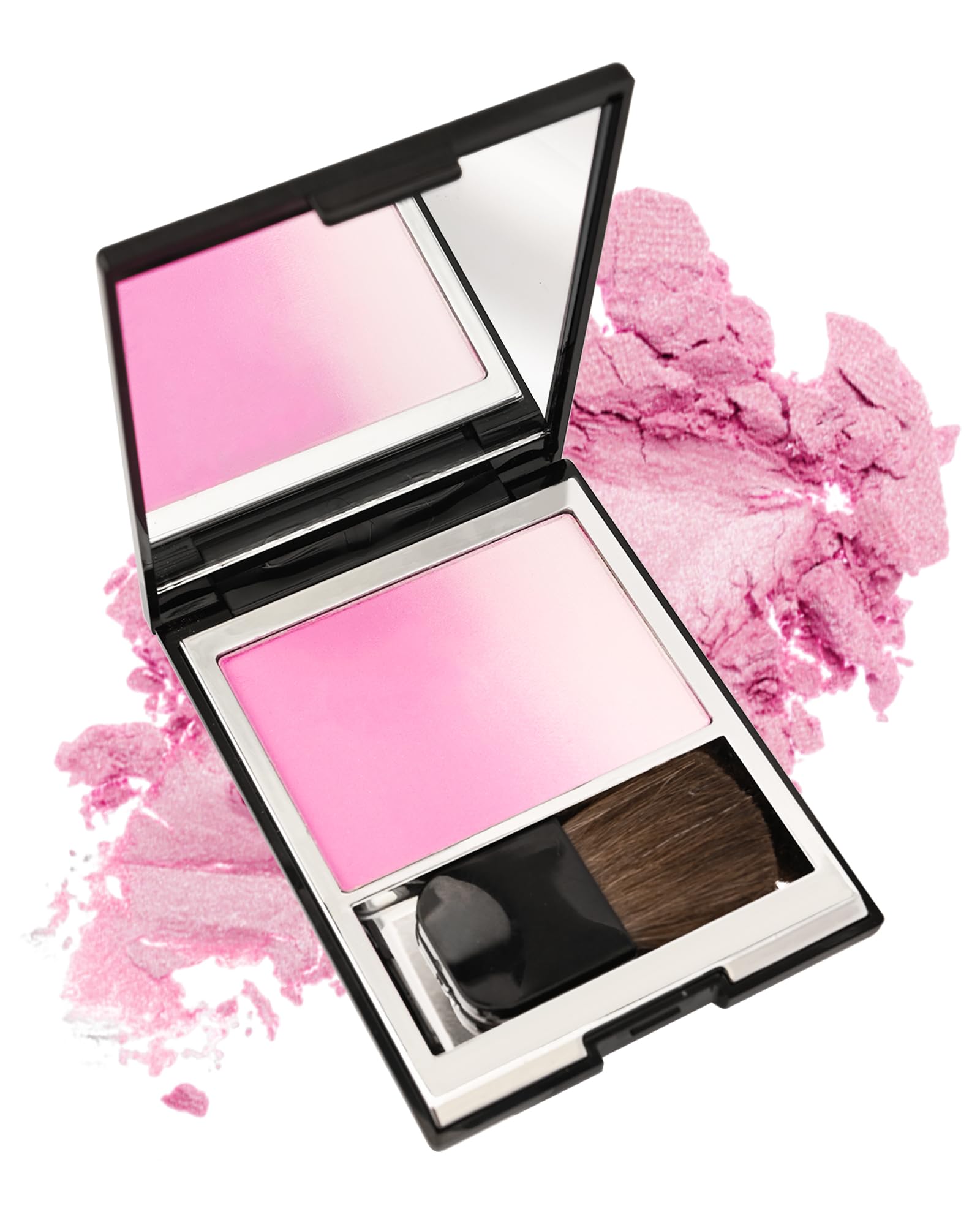 Shimmer Pink Blush for Cheeks, Waterproof Long-Lasting Baked Powder Blush Palette for Blusher, Lightweight Smooth, Multiuse Blusher Makeup Compact