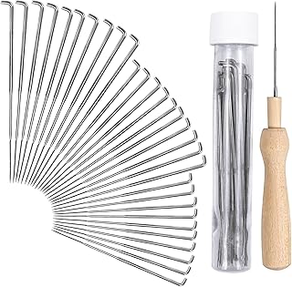 AvoDovA Felting Needles Kit,30Pcs Felting Needles of 3 Sizes with Wooden Handle Felt Tool and Plastic Bottlefor Beginner,Felting Starter Kit for DIY Toys Craft Make Felt Animals Needle Felting Supplies