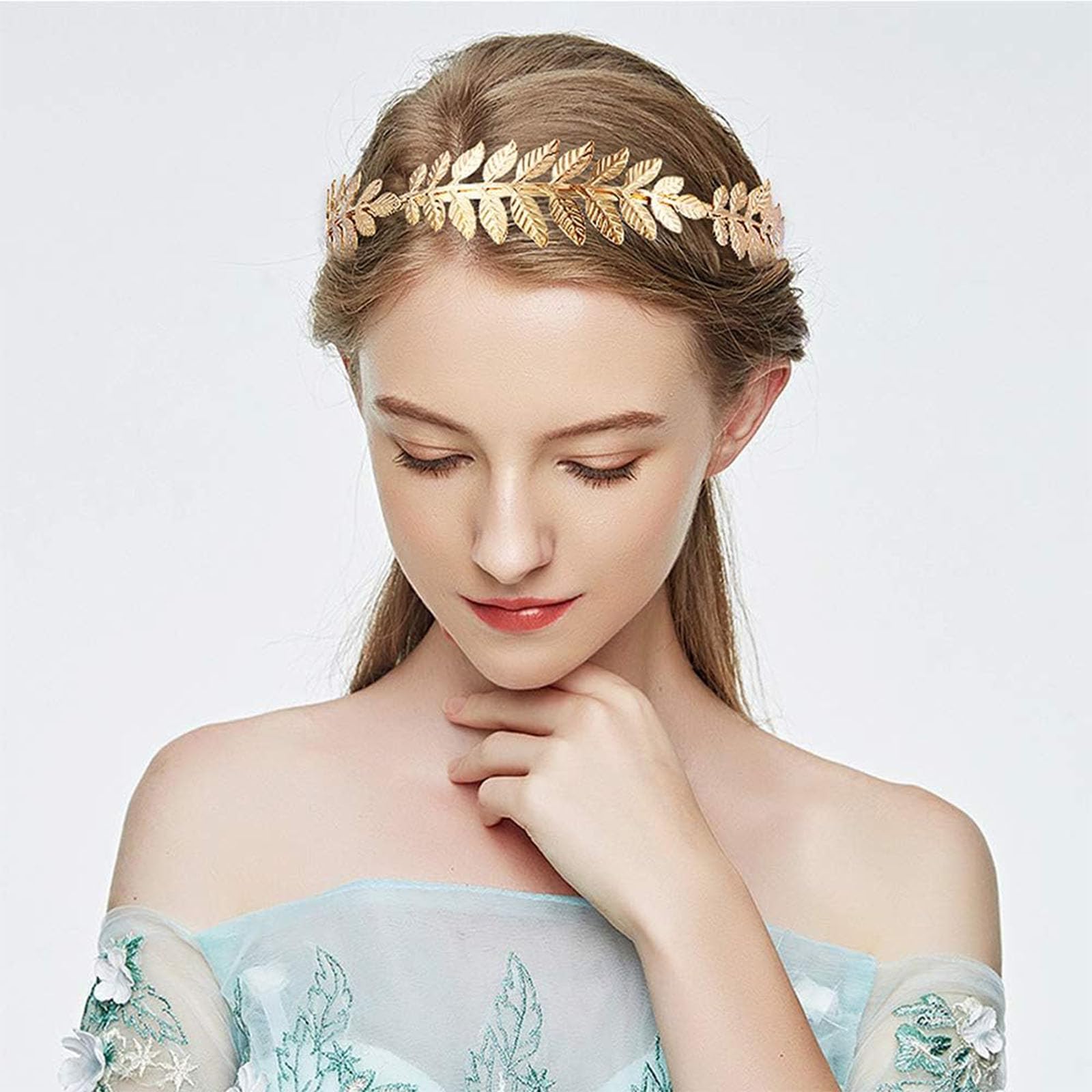 dinghaole 2 Pcs Roman Leaf Crown, Roman Style Tiara, Boho Headpiece Hairband, Gold Silver Leaf Band Crown of Leaves - Image 4