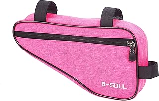 RUWLFE Bolsa para Cuadro Bicicleta Bolsa for Guardar Bicicletas, Bolsa con Marco Triangular for sillín de montaña y Carretera de Gran Capacidad, 1,5 l, 26x14x6cm(Pink)