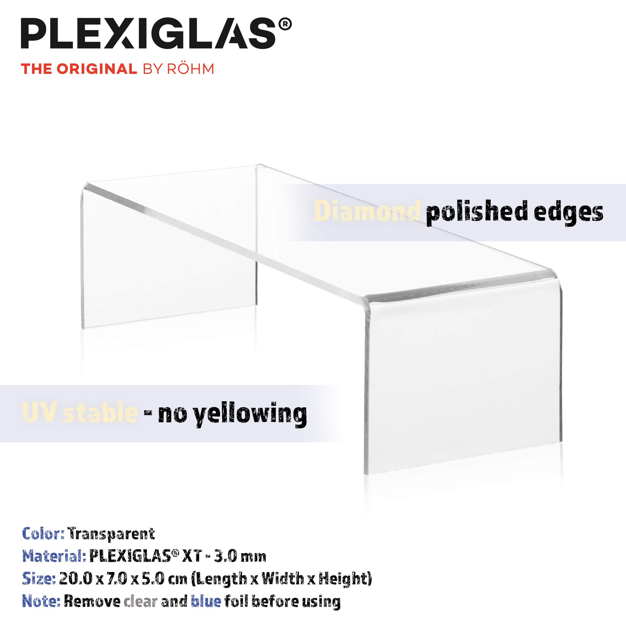 Juego de soportes como soporte decorativo, expositor de venta, para zapatos, cosméticos, coleccionables de plexiglás original en cuatro alturas diferentes