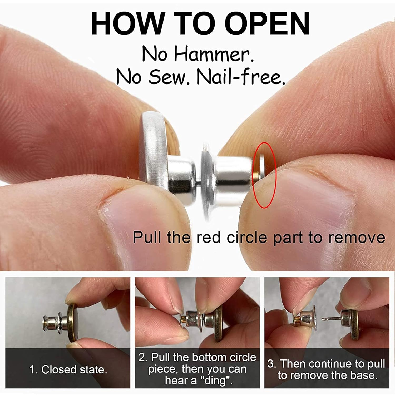 [Upgraded] 8 Sets Jean Buttons Replacement No Sew Needed,TOOVREN Jean Button Pins,Perfect Fit Instant Button Jean,Button Clips,Removable Adjustable Jean Button,Metal Button Adds Pants Waist in Seconds
