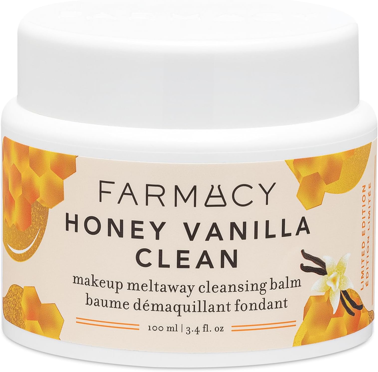 Makeup Remover Cleansing Balm - Honey Vanilla Waterproof Makeup Remover Balm + Oil Cleanser for Face - Gently Melts Make Up + SPF - Hydrates + Softens Skin with Honey + Papaya (100ml)